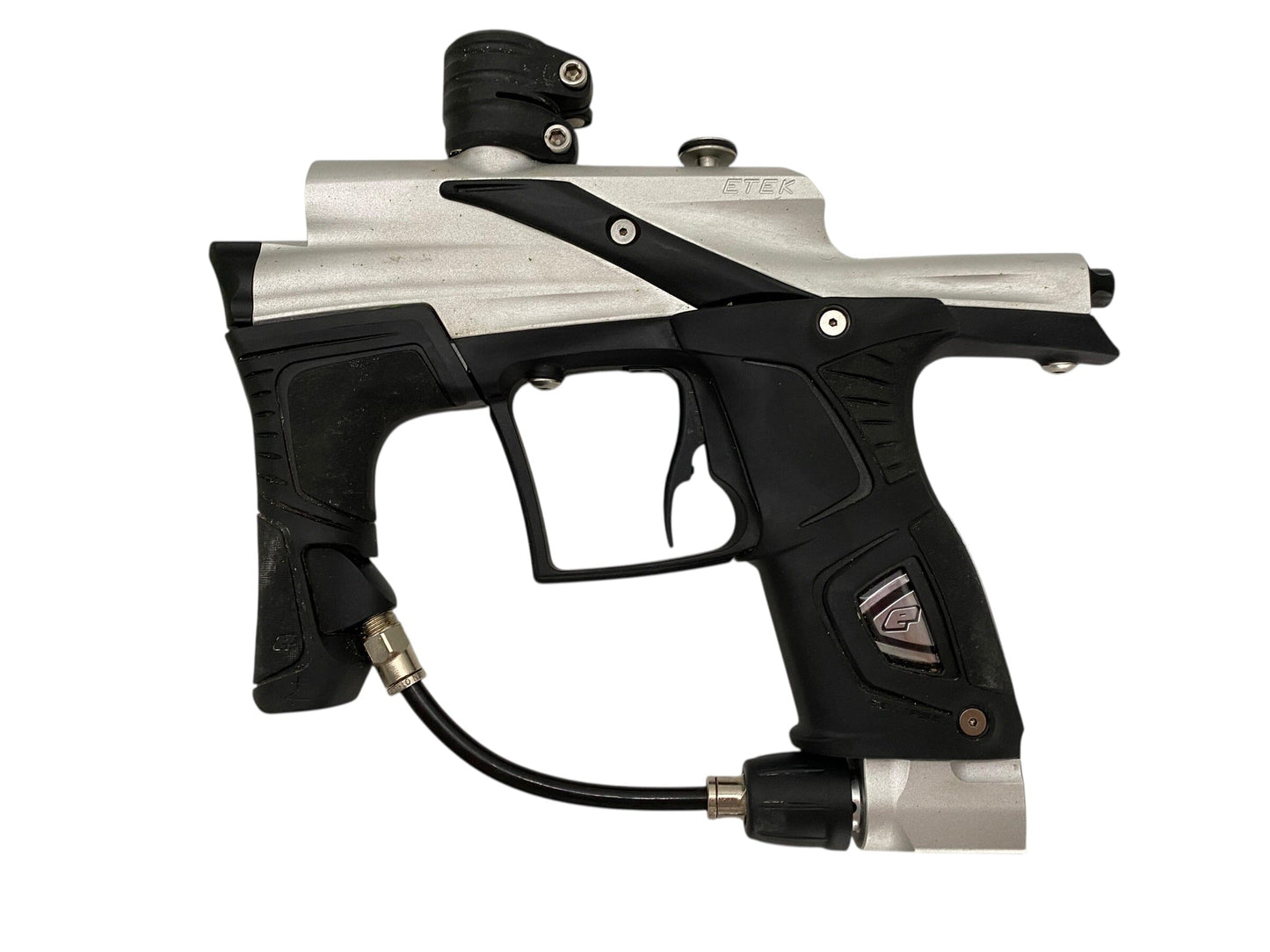 Used Planet Eclipse Etek 5 OLED Silver/Black Paintball Gun Paintball Gun from CPXBrosPaintball Buy/Sell/Trade Paintball Markers, New Paintball Guns, Paintball Hoppers, Paintball Masks, and Hormesis Headbands