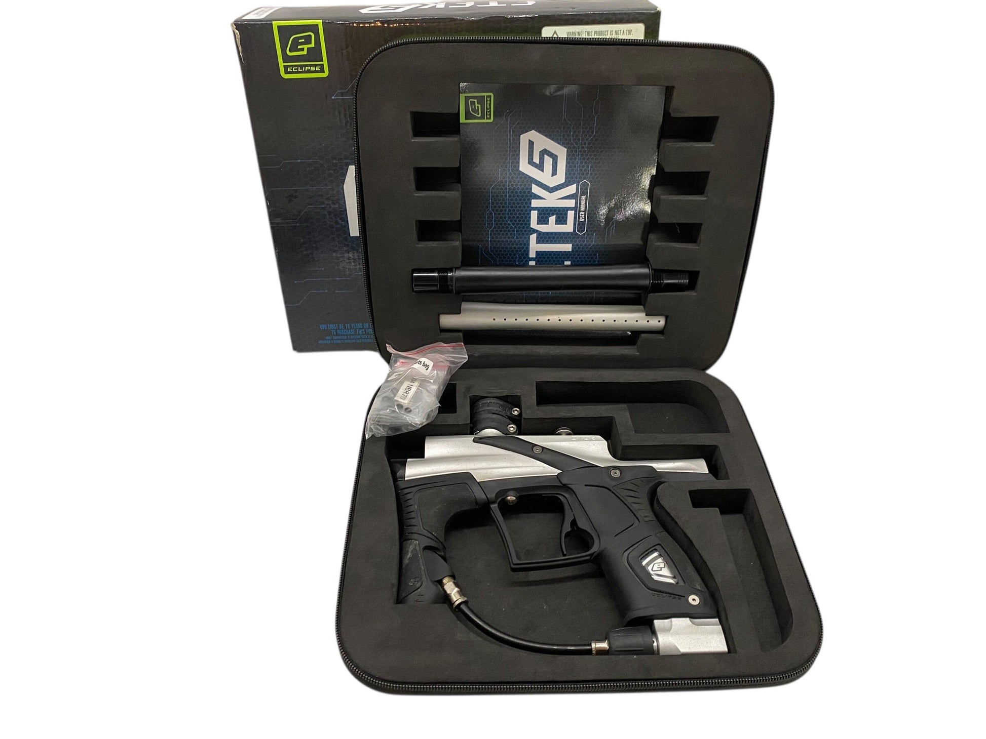 Used Planet Eclipse Etek 5 OLED Silver/Black Paintball Gun Paintball Gun from CPXBrosPaintball Buy/Sell/Trade Paintball Markers, New Paintball Guns, Paintball Hoppers, Paintball Masks, and Hormesis Headbands
