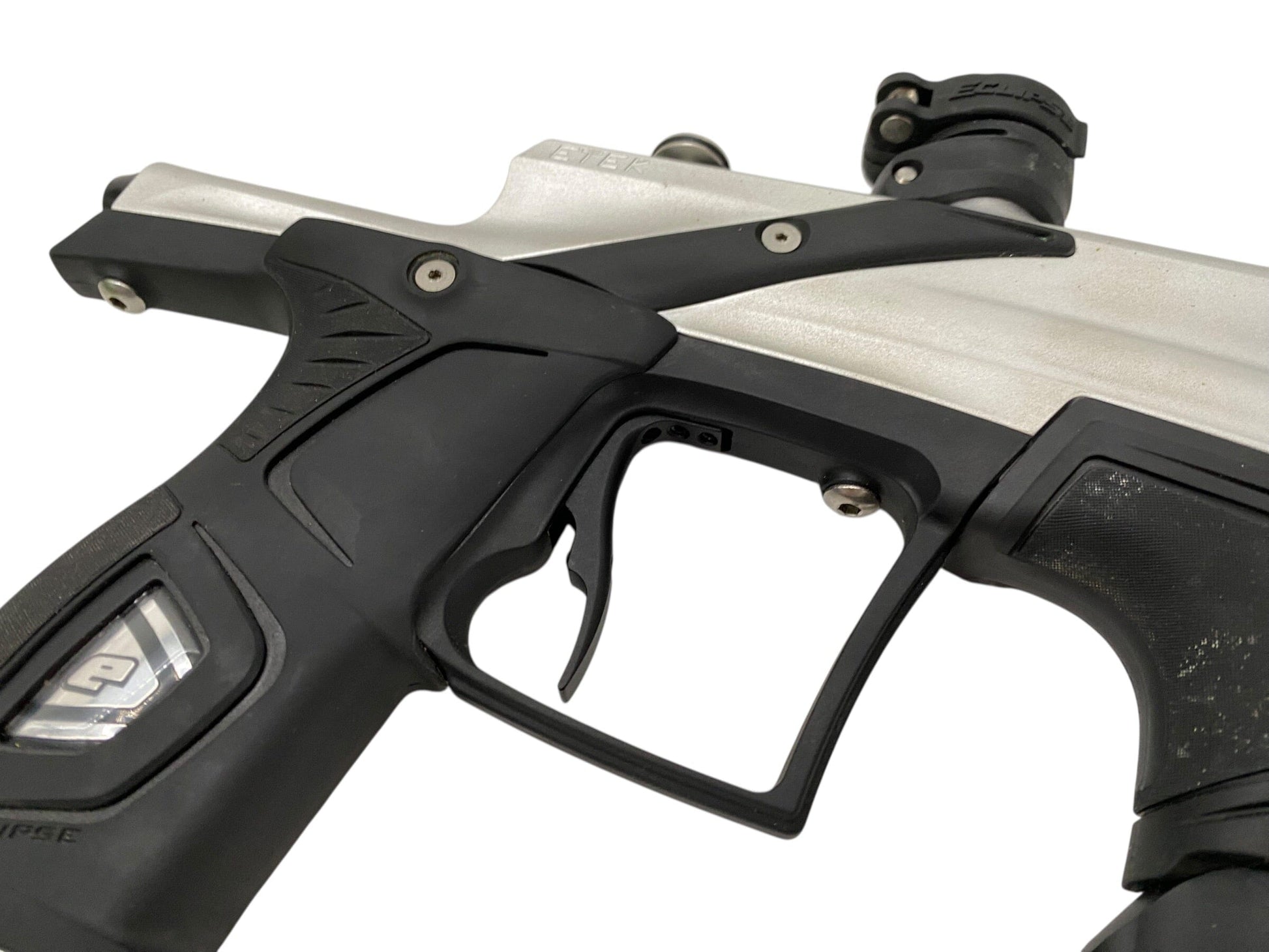 Used Planet Eclipse Etek 5 OLED Silver/Black Paintball Gun Paintball Gun from CPXBrosPaintball Buy/Sell/Trade Paintball Markers, New Paintball Guns, Paintball Hoppers, Paintball Masks, and Hormesis Headbands