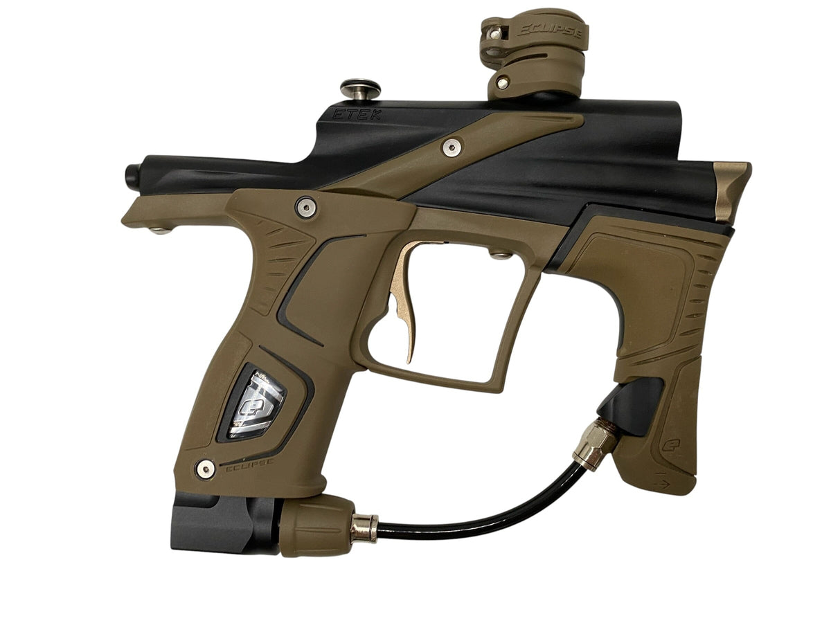 Used Planet Eclipse Etek 5 Paintball Gun Brown/Black Paintball Gun from CPXBrosPaintball Buy/Sell/Trade Paintball Markers, New Paintball Guns, Paintball Hoppers, Paintball Masks, and Hormesis Headbands