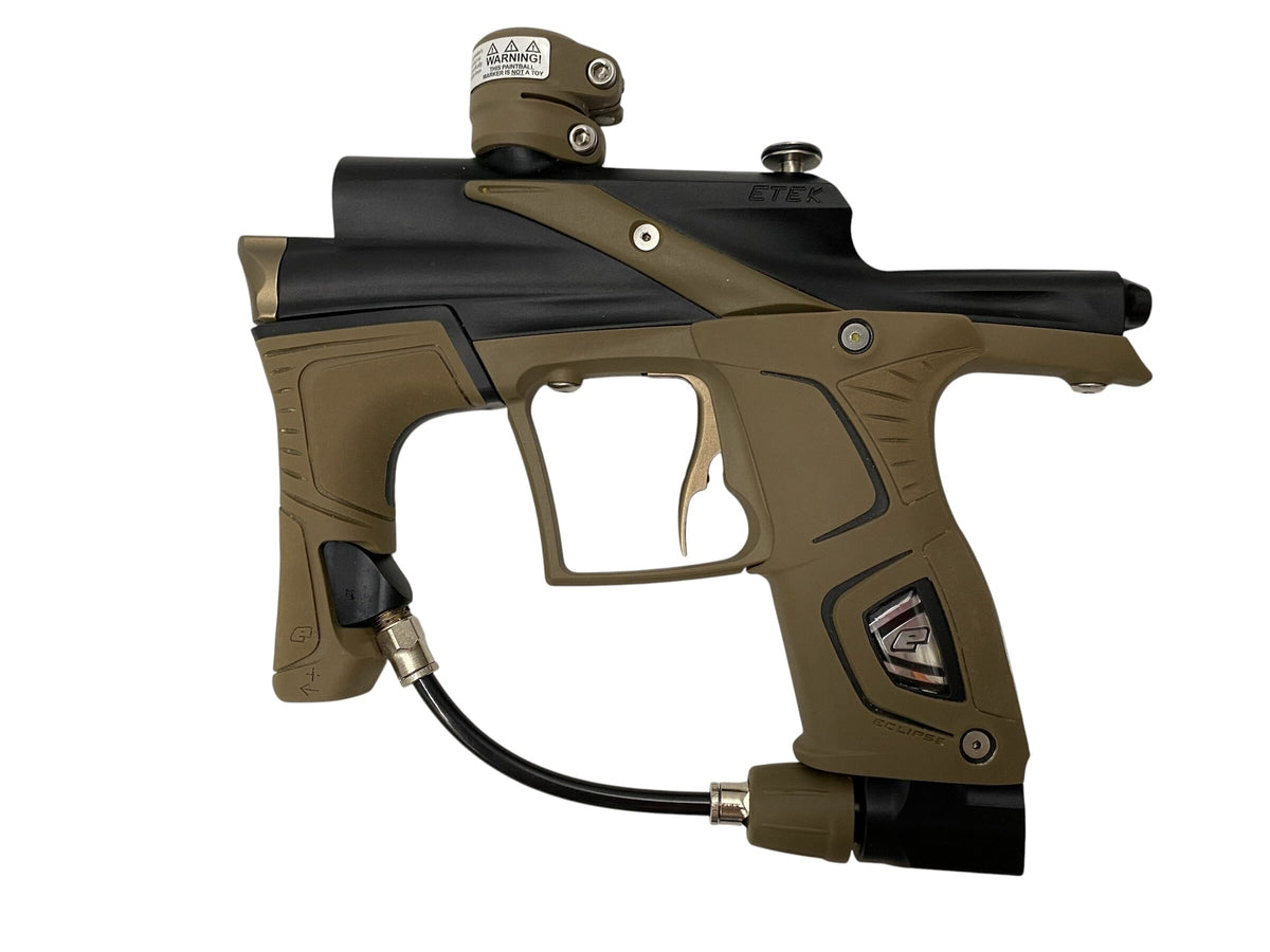 Used Planet Eclipse Etek 5 Paintball Gun Brown/Black Paintball Gun from CPXBrosPaintball Buy/Sell/Trade Paintball Markers, New Paintball Guns, Paintball Hoppers, Paintball Masks, and Hormesis Headbands