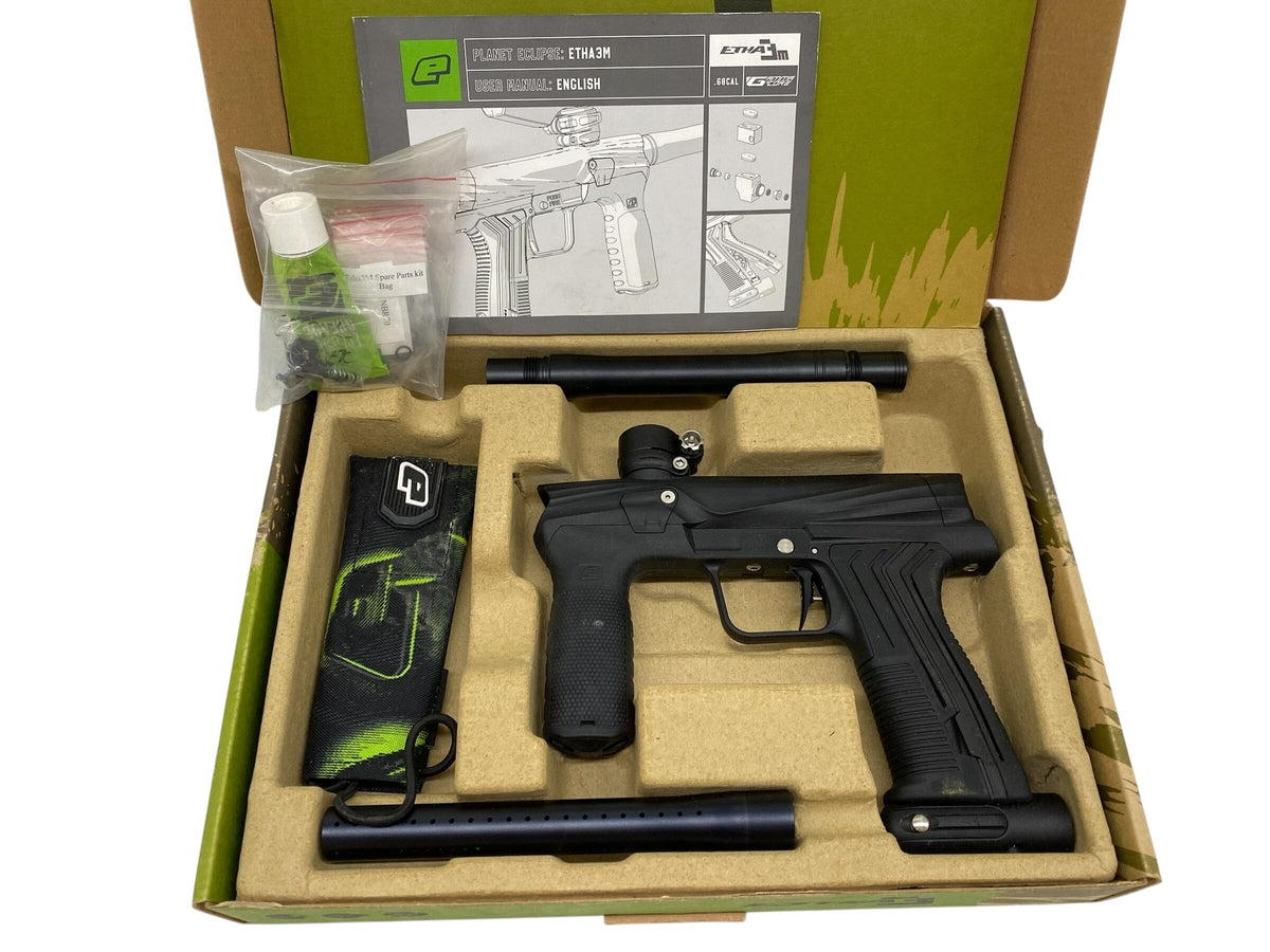 Used Planet Eclipse Etha 3m Black Paintball Gun Paintball Gun from CPXBrosPaintball Buy/Sell/Trade Paintball Markers, New Paintball Guns, Paintball Hoppers, Paintball Masks, and Hormesis Headbands