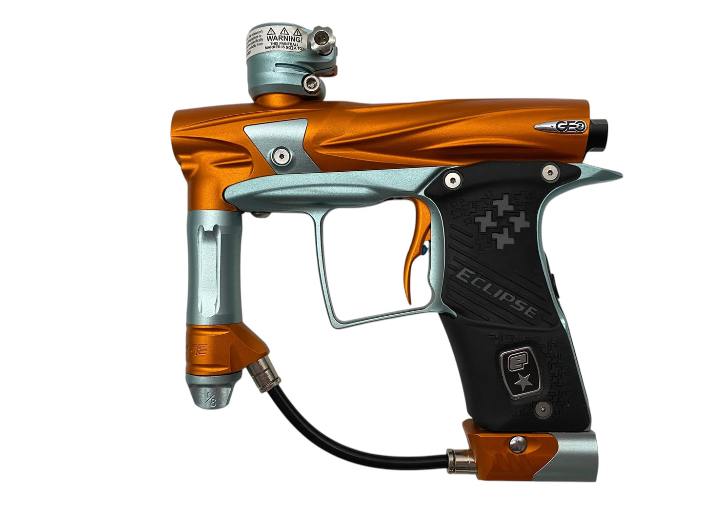 Used Planet Eclipse Geo 2 Orange/Blue Paintball Gun Paintball Gun from CPXBrosPaintball Buy/Sell/Trade Paintball Markers, New Paintball Guns, Paintball Hoppers, Paintball Masks, and Hormesis Headbands