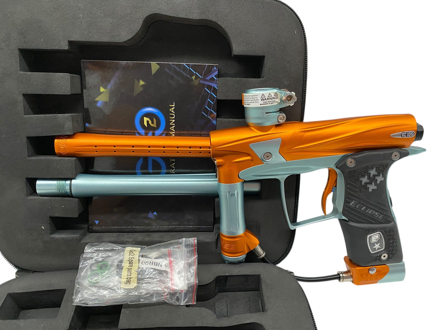 Used Planet Eclipse Geo 2 Orange/Blue Paintball Gun Paintball Gun from CPXBrosPaintball Buy/Sell/Trade Paintball Markers, New Paintball Guns, Paintball Hoppers, Paintball Masks, and Hormesis Headbands