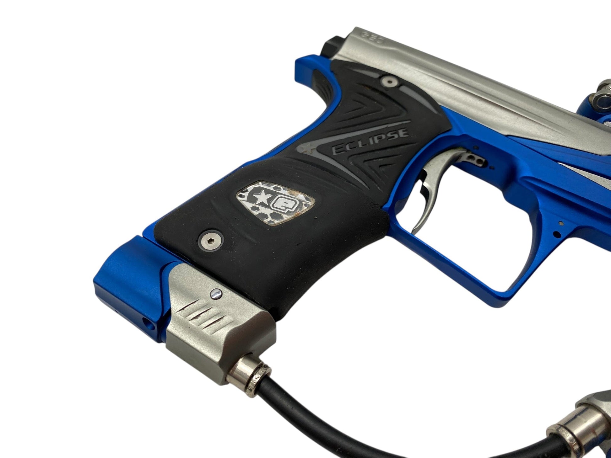 Used Planet Eclipse Geo 3 Paintball Gun Grey/Blue Paintball Gun from CPXBrosPaintball Buy/Sell/Trade Paintball Markers, New Paintball Guns, Paintball Hoppers, Paintball Masks, and Hormesis Headbands