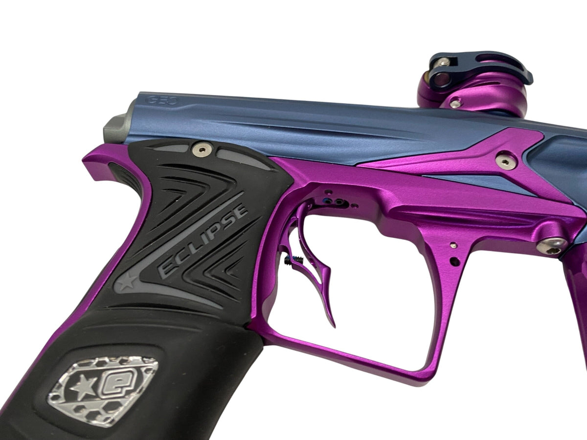 Used Planet Eclipse Geo 3 Paintball Gun with IV Core Blue Purple Paintball Gun from CPXBrosPaintball Buy/Sell/Trade Paintball Markers, New Paintball Guns, Paintball Hoppers, Paintball Masks, and Hormesis Headbands