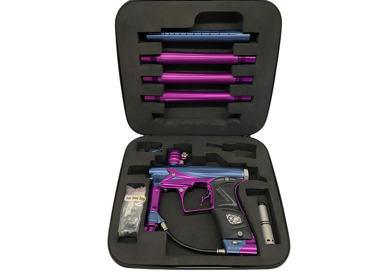 Used Planet Eclipse Geo 3 Paintball Gun with IV Core Blue Purple Paintball Gun from CPXBrosPaintball Buy/Sell/Trade Paintball Markers, New Paintball Guns, Paintball Hoppers, Paintball Masks, and Hormesis Headbands