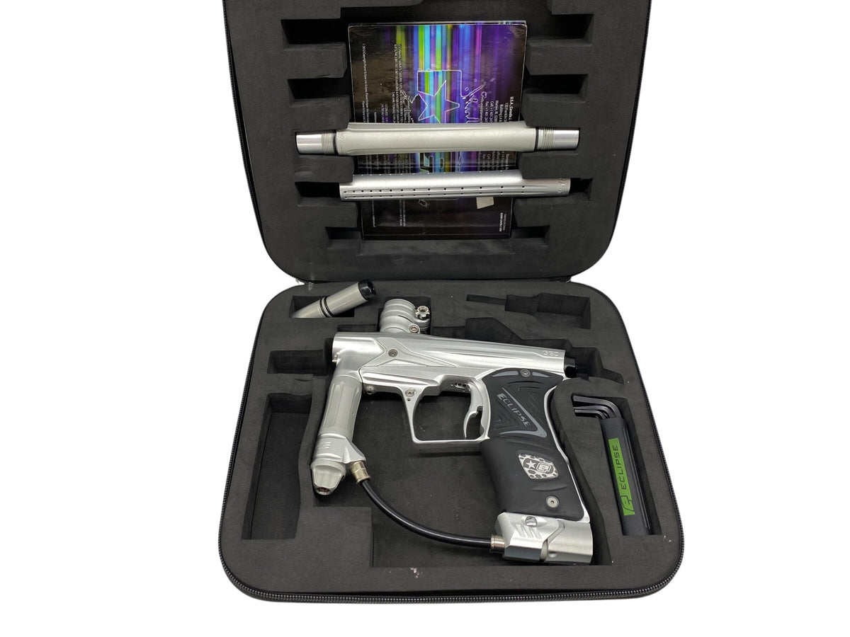 Used Planet Eclipse Geo 3 Silver/Grey Paintball Gun Paintball Gun from CPXBrosPaintball Buy/Sell/Trade Paintball Markers, New Paintball Guns, Paintball Hoppers, Paintball Masks, and Hormesis Headbands