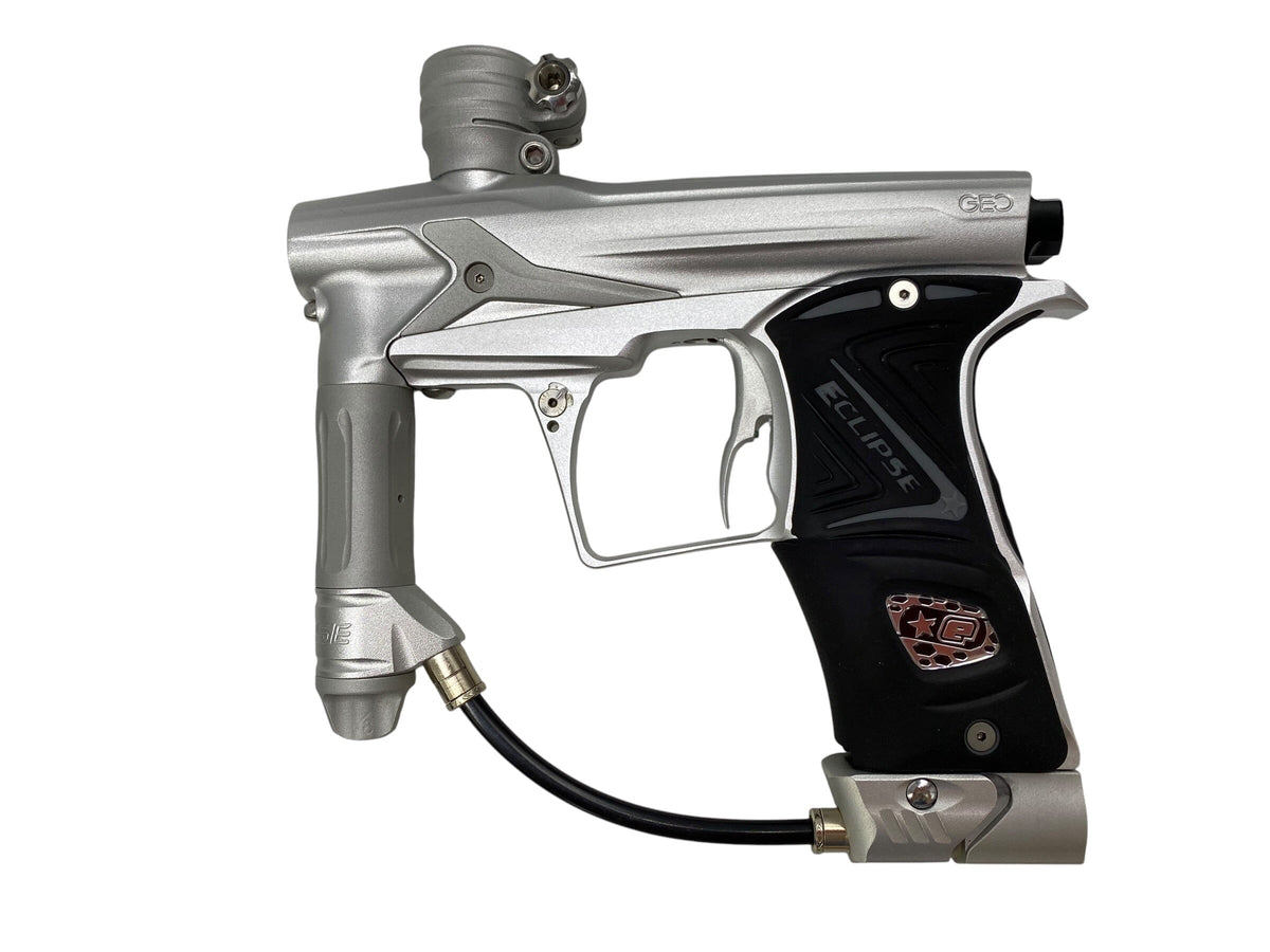 Used Planet Eclipse Geo 3 Silver/Grey Paintball Gun Paintball Gun from CPXBrosPaintball Buy/Sell/Trade Paintball Markers, New Paintball Guns, Paintball Hoppers, Paintball Masks, and Hormesis Headbands