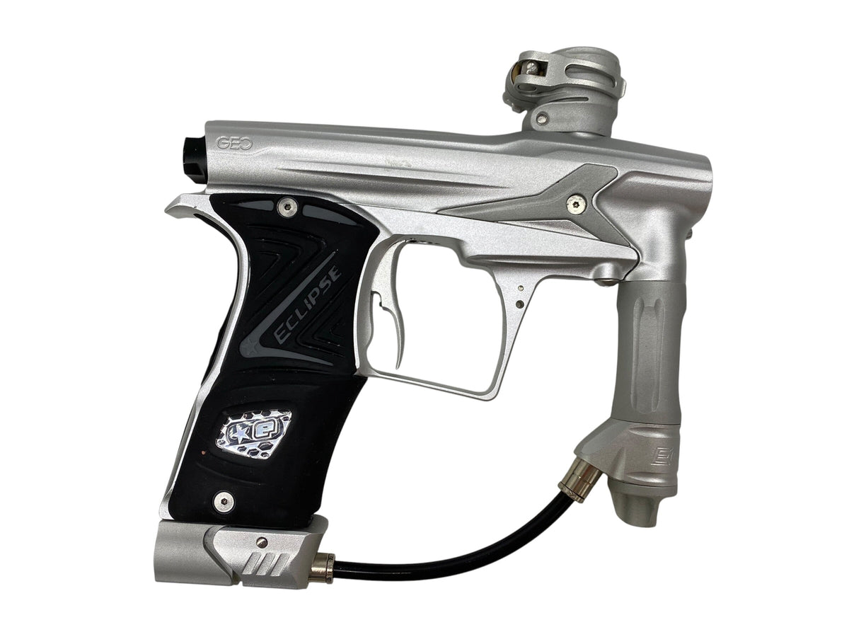 Used Planet Eclipse Geo 3 Silver/Grey Paintball Gun Paintball Gun from CPXBrosPaintball Buy/Sell/Trade Paintball Markers, New Paintball Guns, Paintball Hoppers, Paintball Masks, and Hormesis Headbands