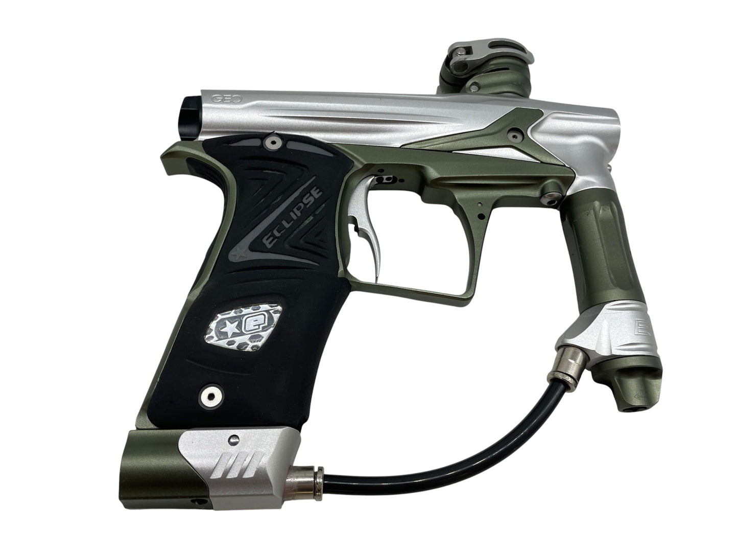 Used Planet Eclipse Geo 3 Silver/Olive GreenPaintball Gun Paintball Gun from CPXBrosPaintball Buy/Sell/Trade Paintball Markers, New Paintball Guns, Paintball Hoppers, Paintball Masks, and Hormesis Headbands