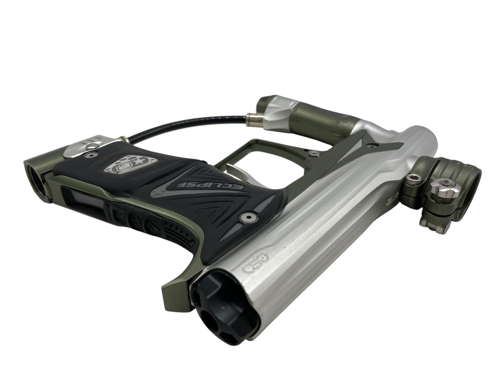 Used Planet Eclipse Geo 3 Silver/Olive GreenPaintball Gun Paintball Gun from CPXBrosPaintball Buy/Sell/Trade Paintball Markers, New Paintball Guns, Paintball Hoppers, Paintball Masks, and Hormesis Headbands