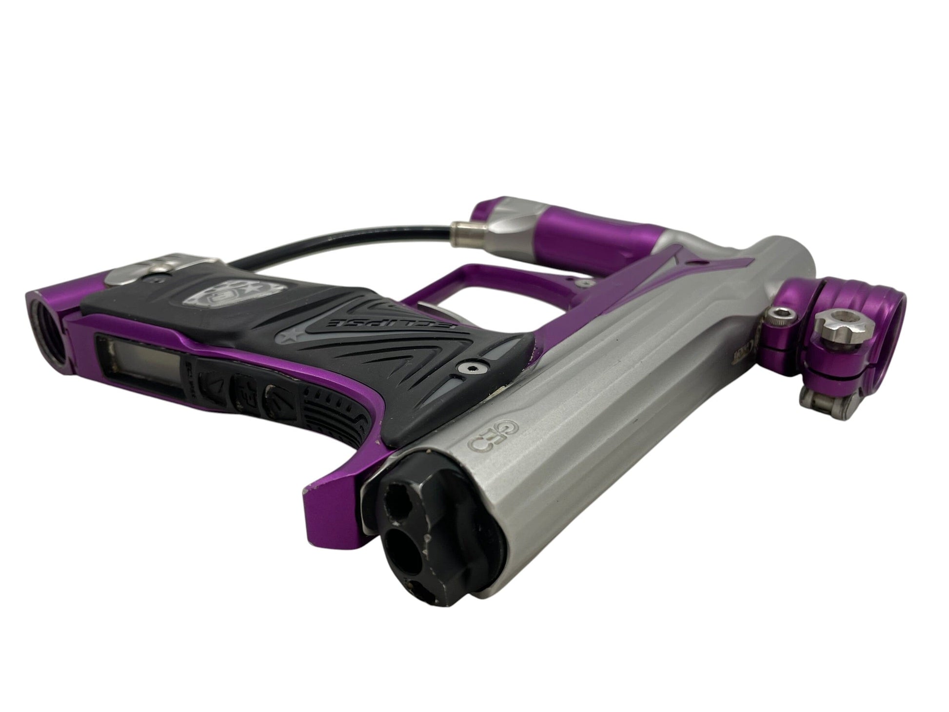 Used Planet Eclipse Geo 3 Silver/Purple Paintball Gun Paintball Gun from CPXBrosPaintball Buy/Sell/Trade Paintball Markers, New Paintball Guns, Paintball Hoppers, Paintball Masks, and Hormesis Headbands