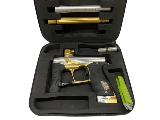 Used Planet Eclipse Geo 3.1 Paintball Gun Silver/Gold Paintball Gun from CPXBrosPaintball Buy/Sell/Trade Paintball Markers, New Paintball Guns, Paintball Hoppers, Paintball Masks, and Hormesis Headbands