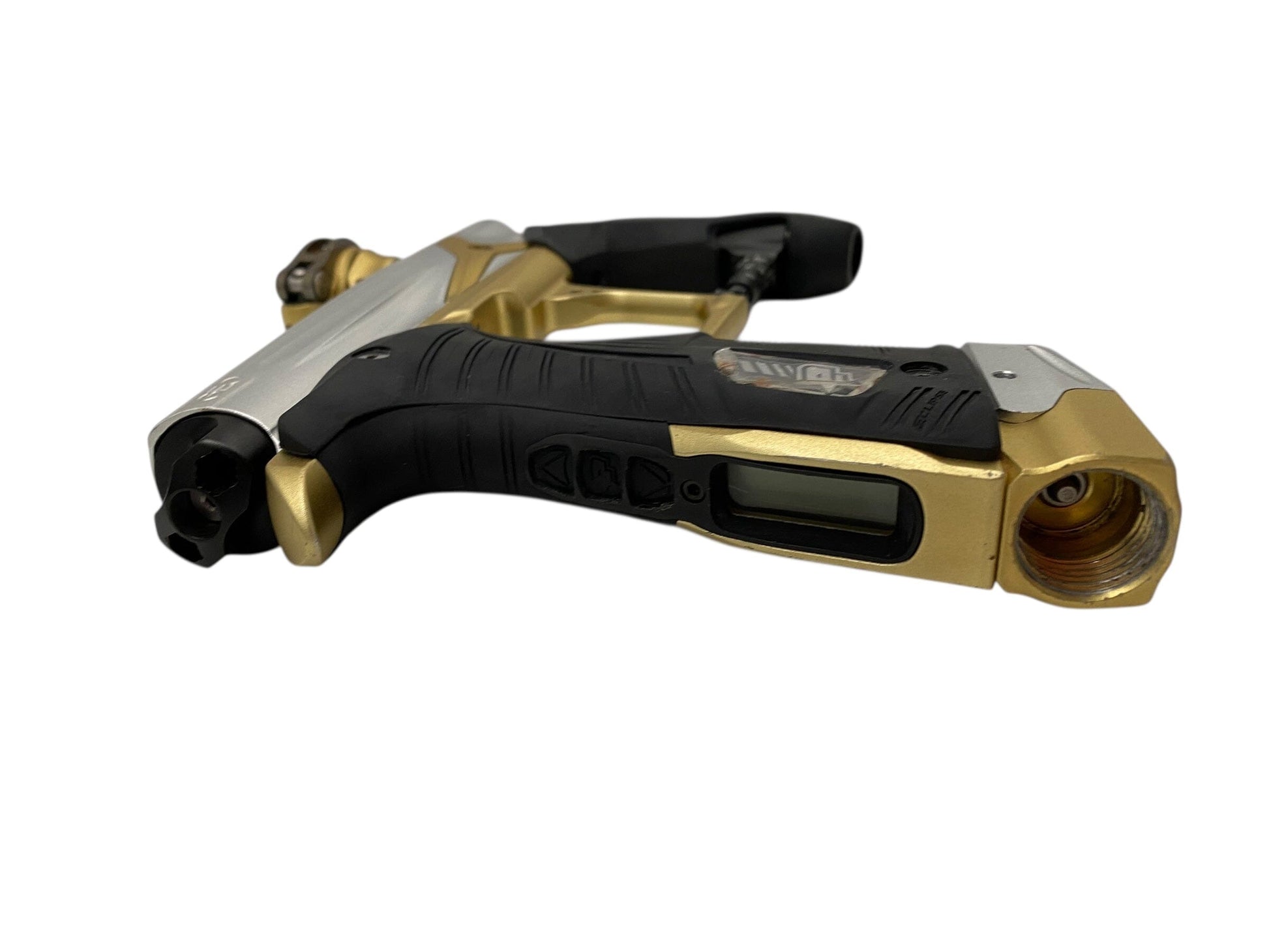 Used Planet Eclipse Geo 3.1 Paintball Gun Silver/Gold Paintball Gun from CPXBrosPaintball Buy/Sell/Trade Paintball Markers, New Paintball Guns, Paintball Hoppers, Paintball Masks, and Hormesis Headbands