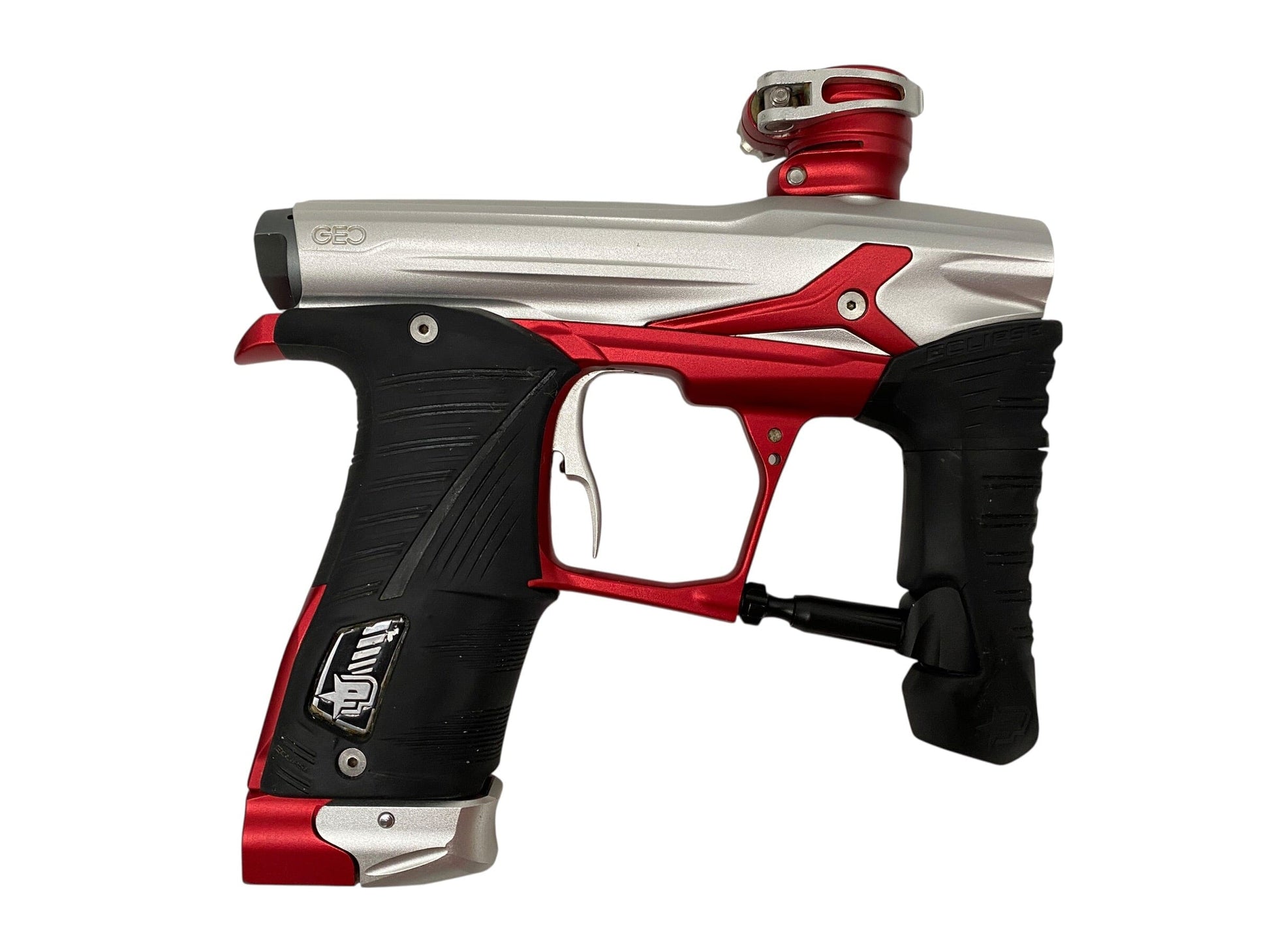 Used Planet Eclipse Geo 3.1 Paintball Gun Silver/Red Paintball Gun from CPXBrosPaintball Buy/Sell/Trade Paintball Markers, New Paintball Guns, Paintball Hoppers, Paintball Masks, and Hormesis Headbands