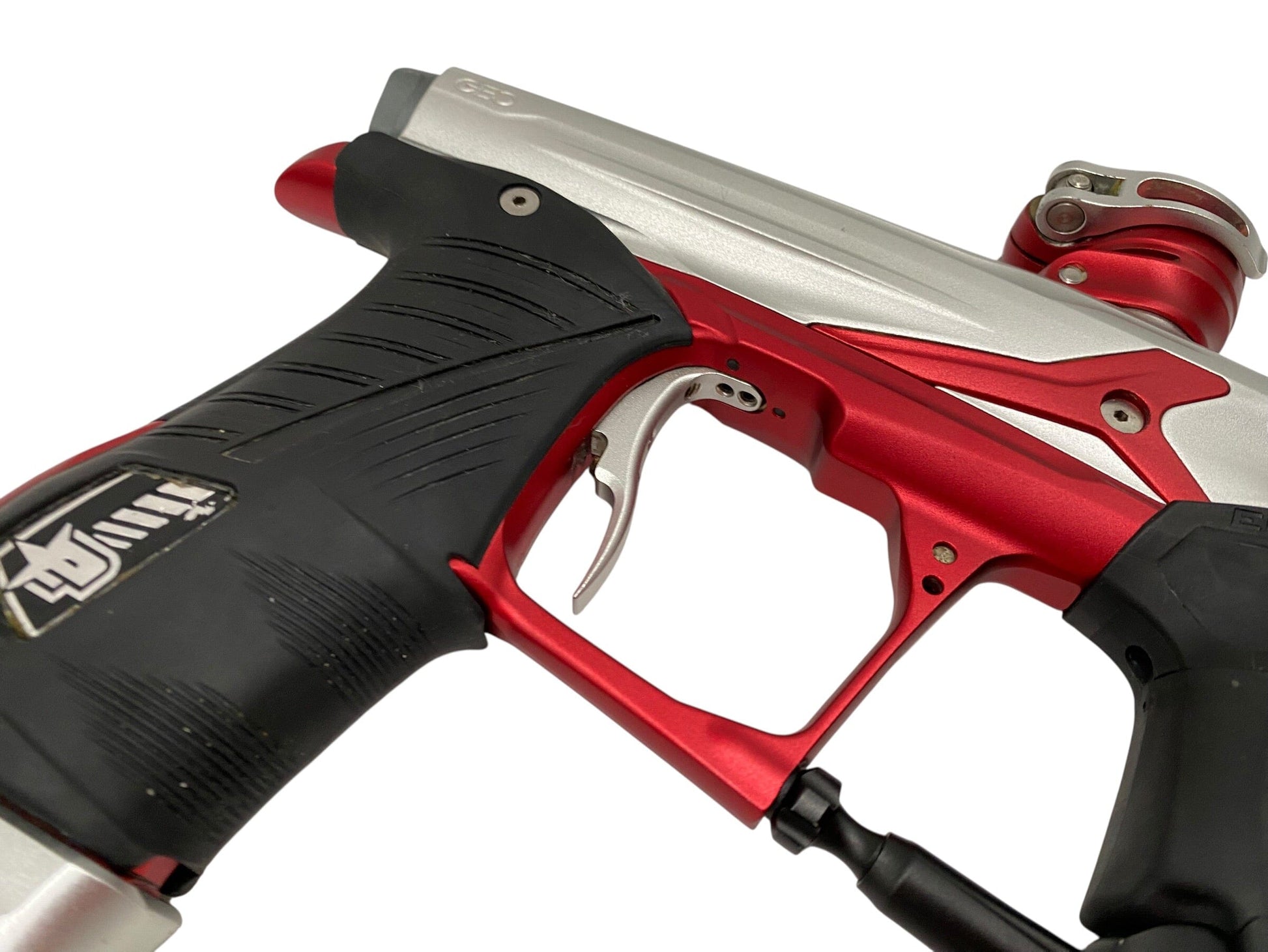Used Planet Eclipse Geo 3.1 Paintball Gun Silver/Red Paintball Gun from CPXBrosPaintball Buy/Sell/Trade Paintball Markers, New Paintball Guns, Paintball Hoppers, Paintball Masks, and Hormesis Headbands