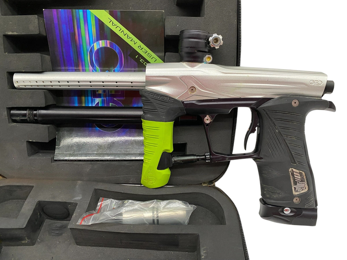 Used Planet Eclipse Geo 3.1 Silver/Black Paintball Gun Paintball Gun from CPXBrosPaintball Buy/Sell/Trade Paintball Markers, New Paintball Guns, Paintball Hoppers, Paintball Masks, and Hormesis Headbands