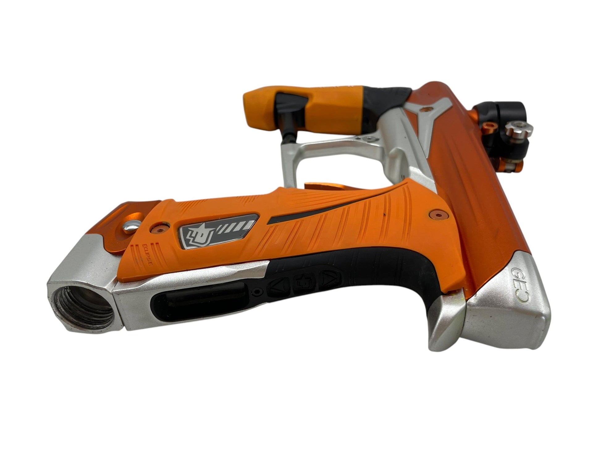 Used Planet Eclipse Geo 3.5 Orange/Silver Paintball Gun Paintball Gun from CPXBrosPaintball Buy/Sell/Trade Paintball Markers, New Paintball Guns, Paintball Hoppers, Paintball Masks, and Hormesis Headbands
