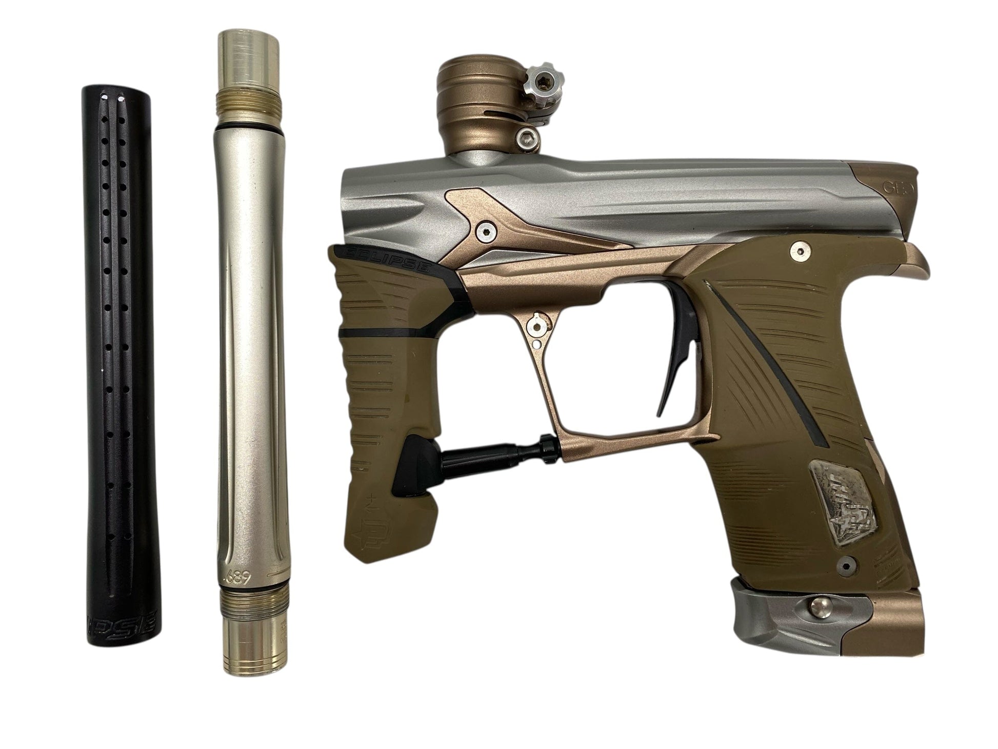 Used Planet Eclipse Geo 3.5 Paintball Gun Grey/Tan Paintball Gun from CPXBrosPaintball Buy/Sell/Trade Paintball Markers, New Paintball Guns, Paintball Hoppers, Paintball Masks, and Hormesis Headbands