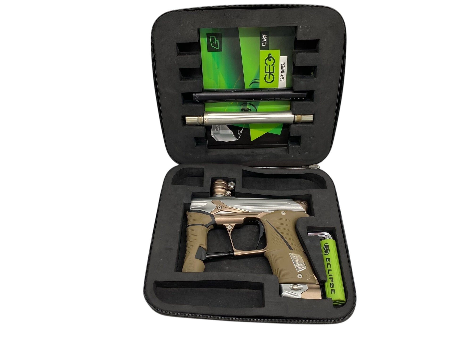 Used Planet Eclipse Geo 3.5 Paintball Gun Grey/Tan Paintball Gun from CPXBrosPaintball Buy/Sell/Trade Paintball Markers, New Paintball Guns, Paintball Hoppers, Paintball Masks, and Hormesis Headbands