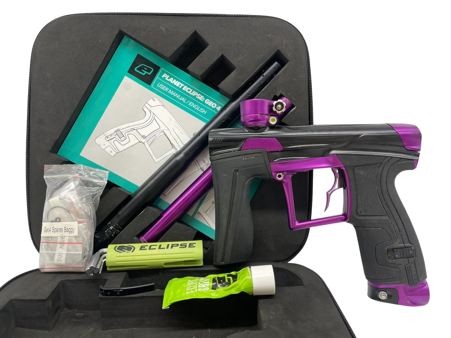 Used Planet Eclipse Geo 4 Black/Purple Paintball Gun Paintball Gun from CPXBrosPaintball Buy/Sell/Trade Paintball Markers, New Paintball Guns, Paintball Hoppers, Paintball Masks, and Hormesis Headbands