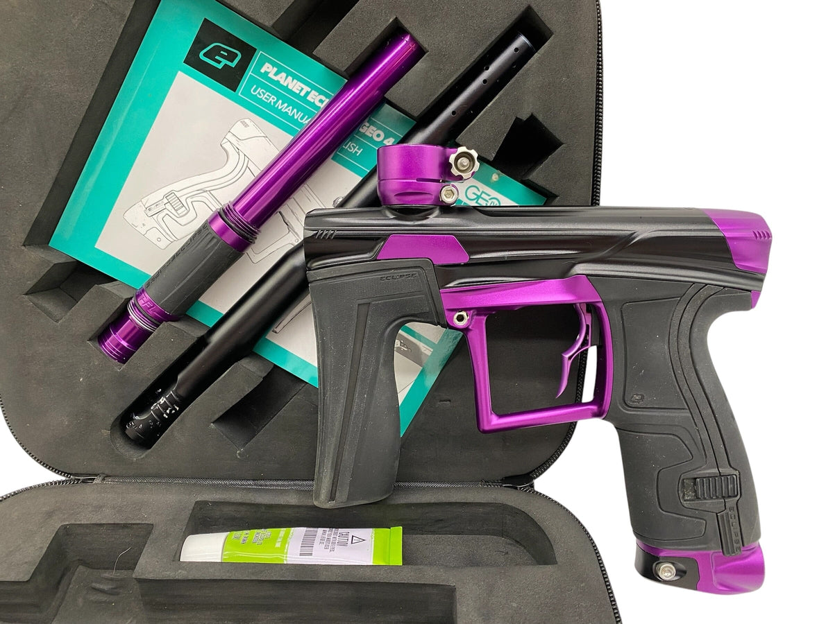 Used Planet Eclipse Geo 4 Black/Purple Paintball Gun Paintball Gun from CPXBrosPaintball Buy/Sell/Trade Paintball Markers, New Paintball Guns, Paintball Hoppers, Paintball Masks, and Hormesis Headbands