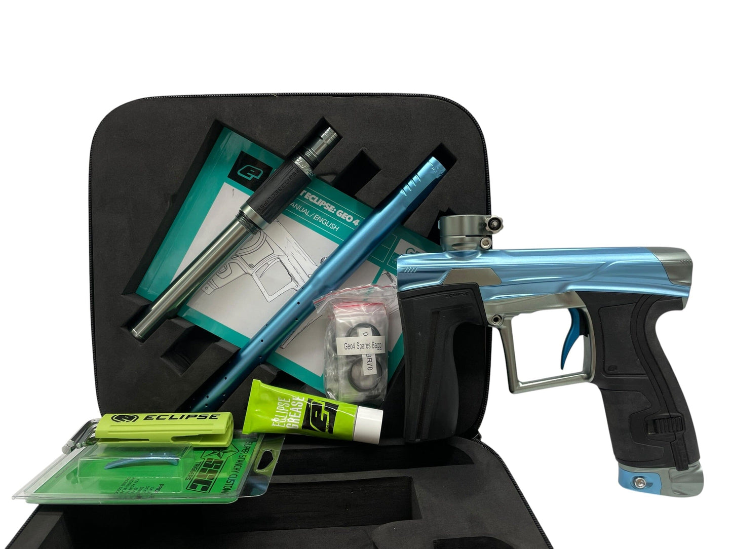 Used Planet Eclipse Geo 4 Electric Blue/Grey Paintball Gun Paintball Gun from CPXBrosPaintball Buy/Sell/Trade Paintball Markers, New Paintball Guns, Paintball Hoppers, Paintball Masks, and Hormesis Headbands