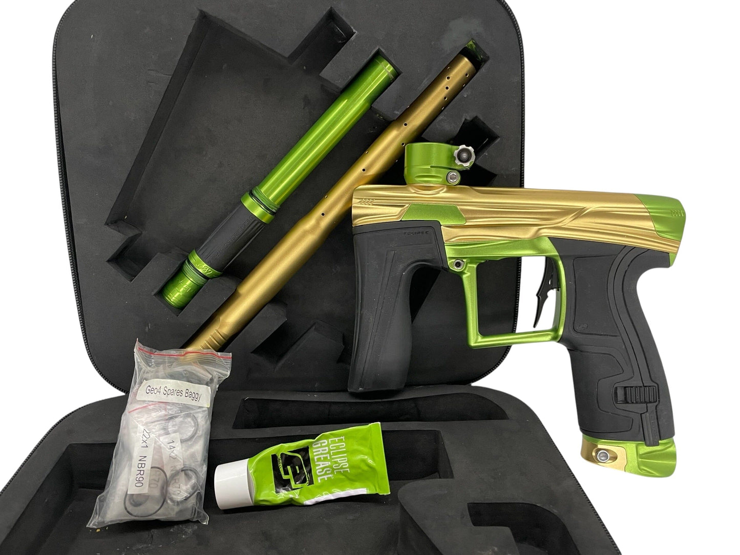 Used Planet Eclipse Geo 4 Gold/Apple Green Paintball Gun Paintball Gun from CPXBrosPaintball Buy/Sell/Trade Paintball Markers, New Paintball Guns, Paintball Hoppers, Paintball Masks, and Hormesis Headbands