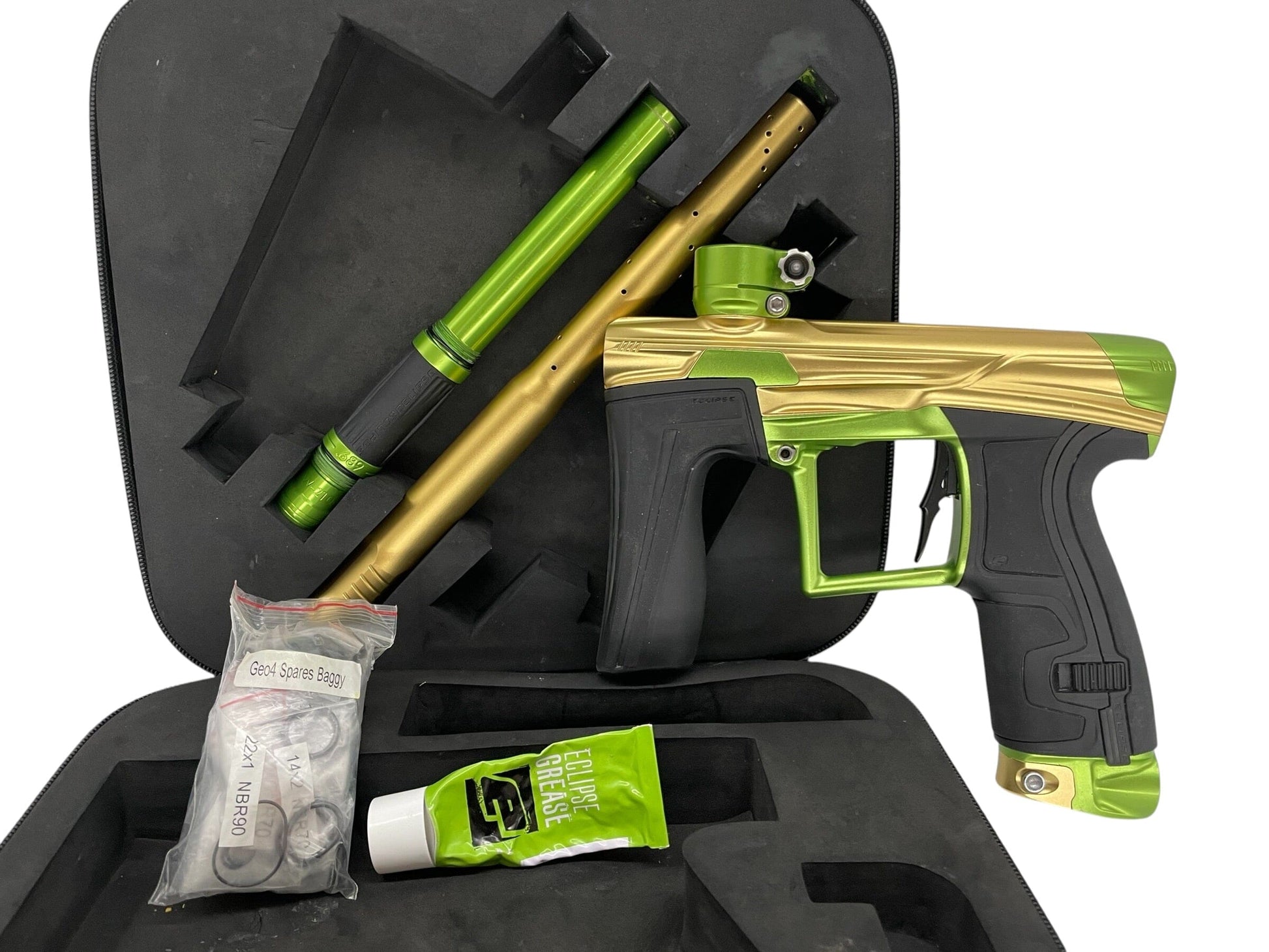 Used Planet Eclipse Geo 4 Gold/Apple Green Paintball Gun Paintball Gun from CPXBrosPaintball Buy/Sell/Trade Paintball Markers, New Paintball Guns, Paintball Hoppers, Paintball Masks, and Hormesis Headbands