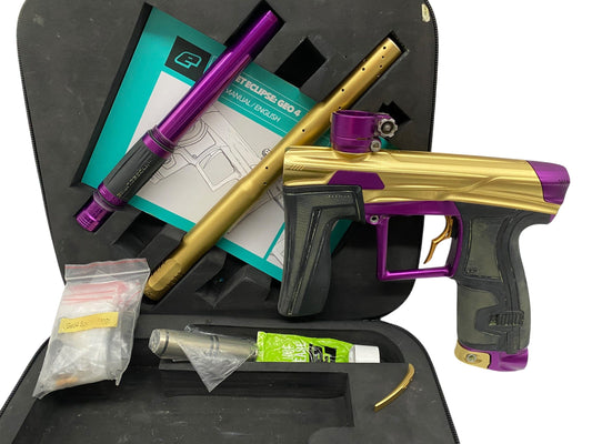 Used Planet Eclipse Geo 4 Gold/Purple Paintball Gun Paintball Gun from CPXBrosPaintball Buy/Sell/Trade Paintball Markers, New Paintball Guns, Paintball Hoppers, Paintball Masks, and Hormesis Headbands