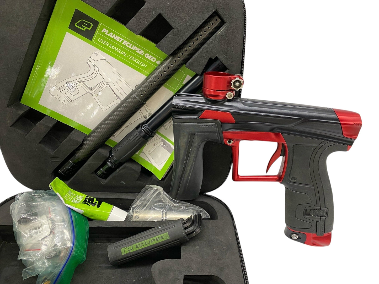 Used Planet Eclipse Geo 4 Paintball Gun Black/Red Paintball Gun from CPXBrosPaintball Buy/Sell/Trade Paintball Markers, New Paintball Guns, Paintball Hoppers, Paintball Masks, and Hormesis Headbands