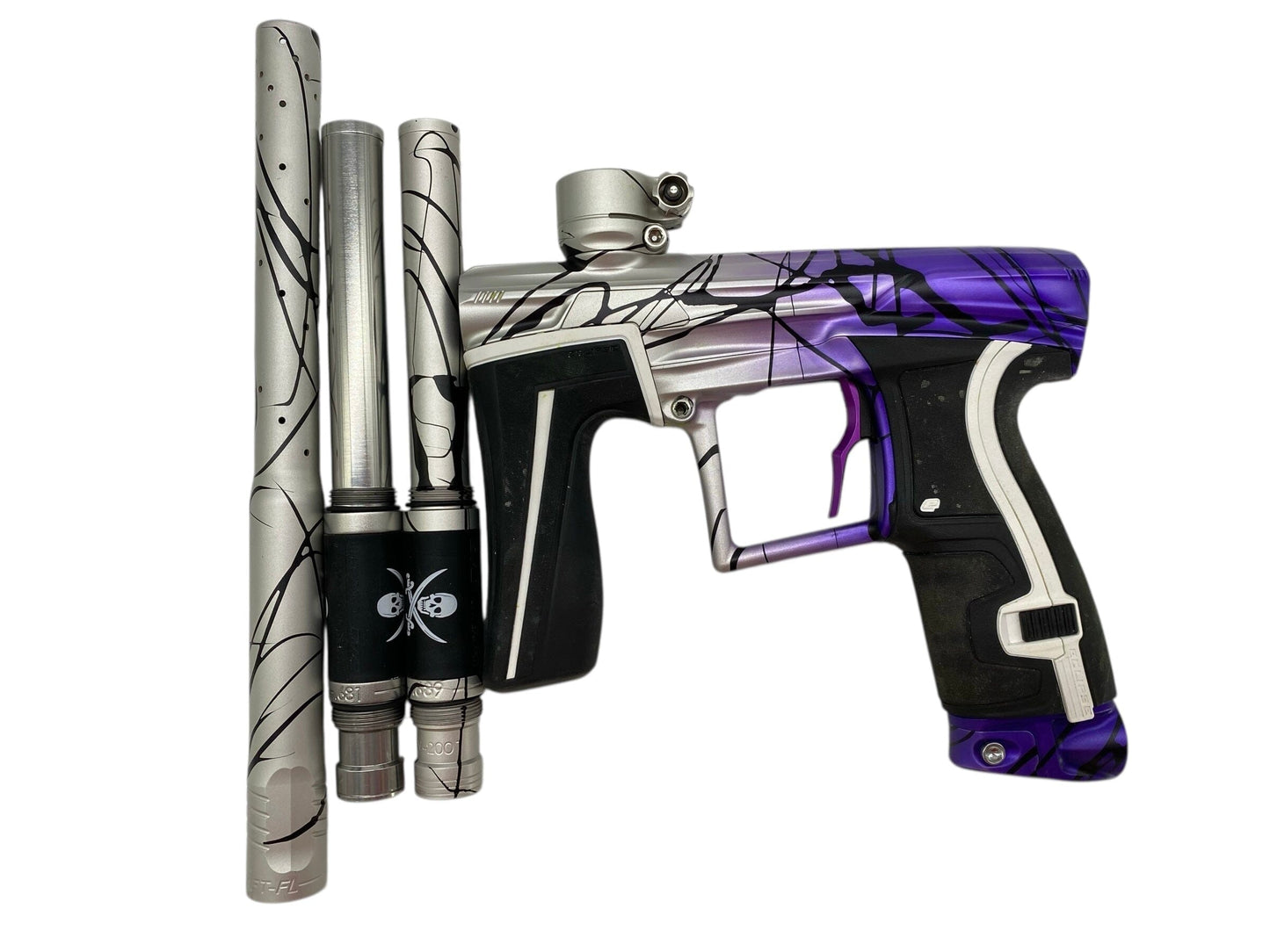 Used Planet Eclipse Geo 4 Paintball Gun Clear Purple Fade/Black Splash Paintball Gun from CPXBrosPaintball Buy/Sell/Trade Paintball Markers, New Paintball Guns, Paintball Hoppers, Paintball Masks, and Hormesis Headbands