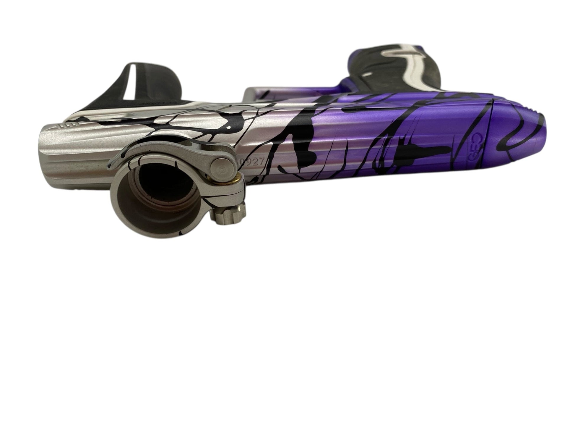 Used Planet Eclipse Geo 4 Paintball Gun Clear Purple Fade/Black Splash Paintball Gun from CPXBrosPaintball Buy/Sell/Trade Paintball Markers, New Paintball Guns, Paintball Hoppers, Paintball Masks, and Hormesis Headbands