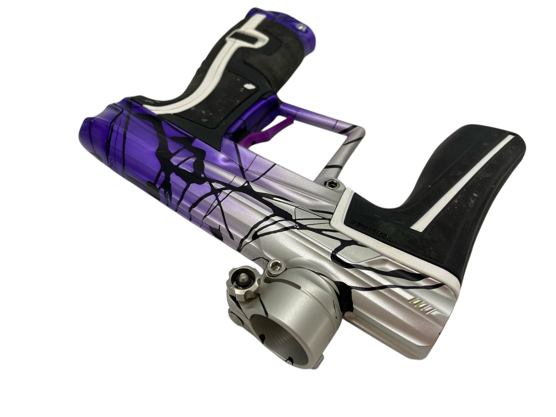 Used Planet Eclipse Geo 4 Paintball Gun Clear Purple Fade/Black Splash Paintball Gun from CPXBrosPaintball Buy/Sell/Trade Paintball Markers, New Paintball Guns, Paintball Hoppers, Paintball Masks, and Hormesis Headbands