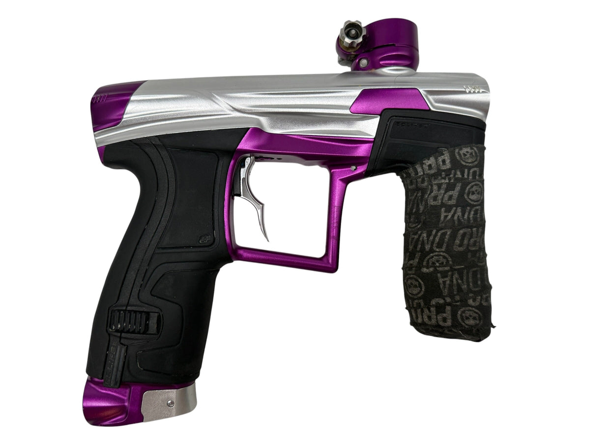 Used Planet Eclipse Geo 4 Silver/Purple Paintball Gun Paintball Gun from CPXBrosPaintball Buy/Sell/Trade Paintball Markers, New Paintball Guns, Paintball Hoppers, Paintball Masks, and Hormesis Headbands