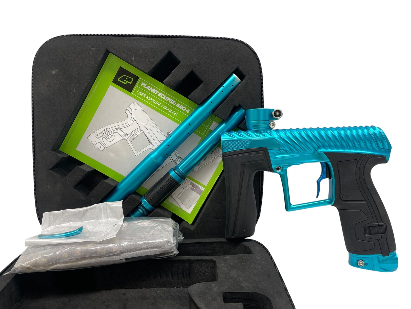 Used Planet Eclipse Geo 4 Teal Twister Paintball Gun Paintball Gun from CPXBrosPaintball Buy/Sell/Trade Paintball Markers, New Paintball Guns, Paintball Hoppers, Paintball Masks, and Hormesis Headbands