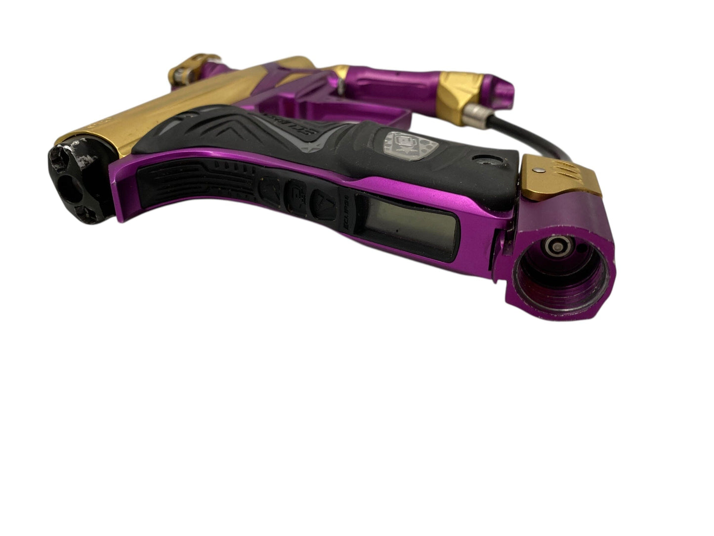 Used Planet Eclipse Geo Paintball Gun Gold/Purple Paintball Gun from CPXBrosPaintball Buy/Sell/Trade Paintball Markers, New Paintball Guns, Paintball Hoppers, Paintball Masks, and Hormesis Headbands