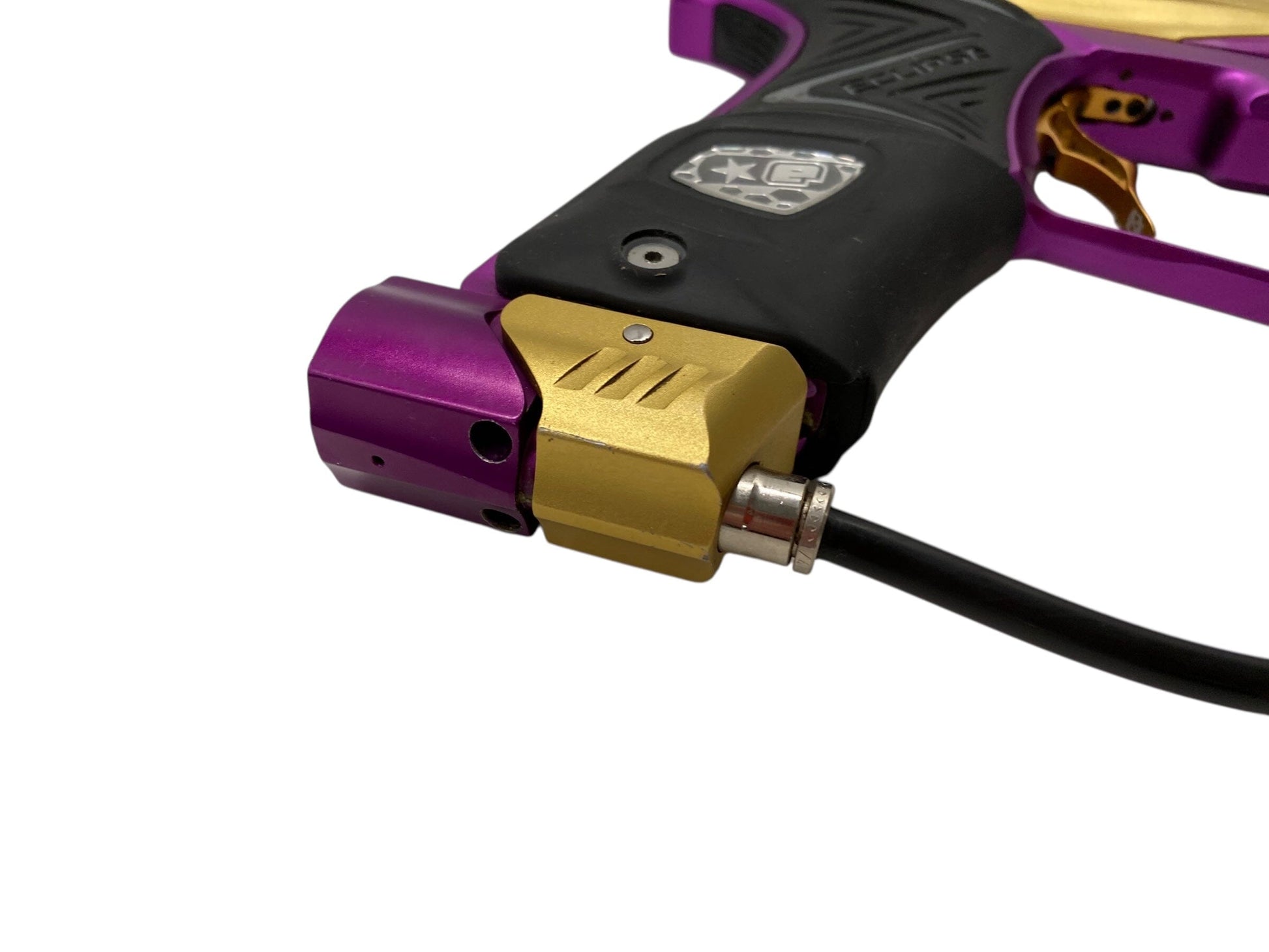 Used Planet Eclipse Geo Paintball Gun Gold/Purple Paintball Gun from CPXBrosPaintball Buy/Sell/Trade Paintball Markers, New Paintball Guns, Paintball Hoppers, Paintball Masks, and Hormesis Headbands