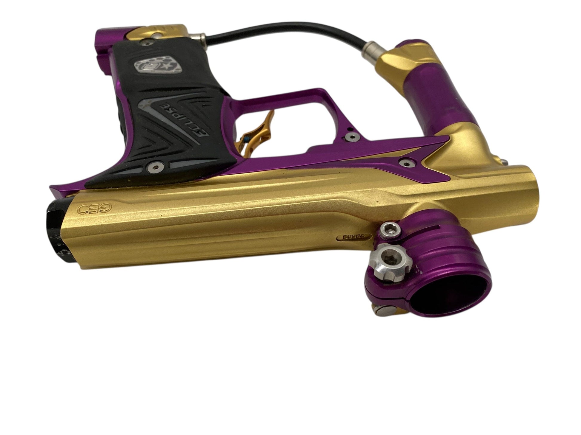 Used Planet Eclipse Geo Paintball Gun Gold/Purple Paintball Gun from CPXBrosPaintball Buy/Sell/Trade Paintball Markers, New Paintball Guns, Paintball Hoppers, Paintball Masks, and Hormesis Headbands