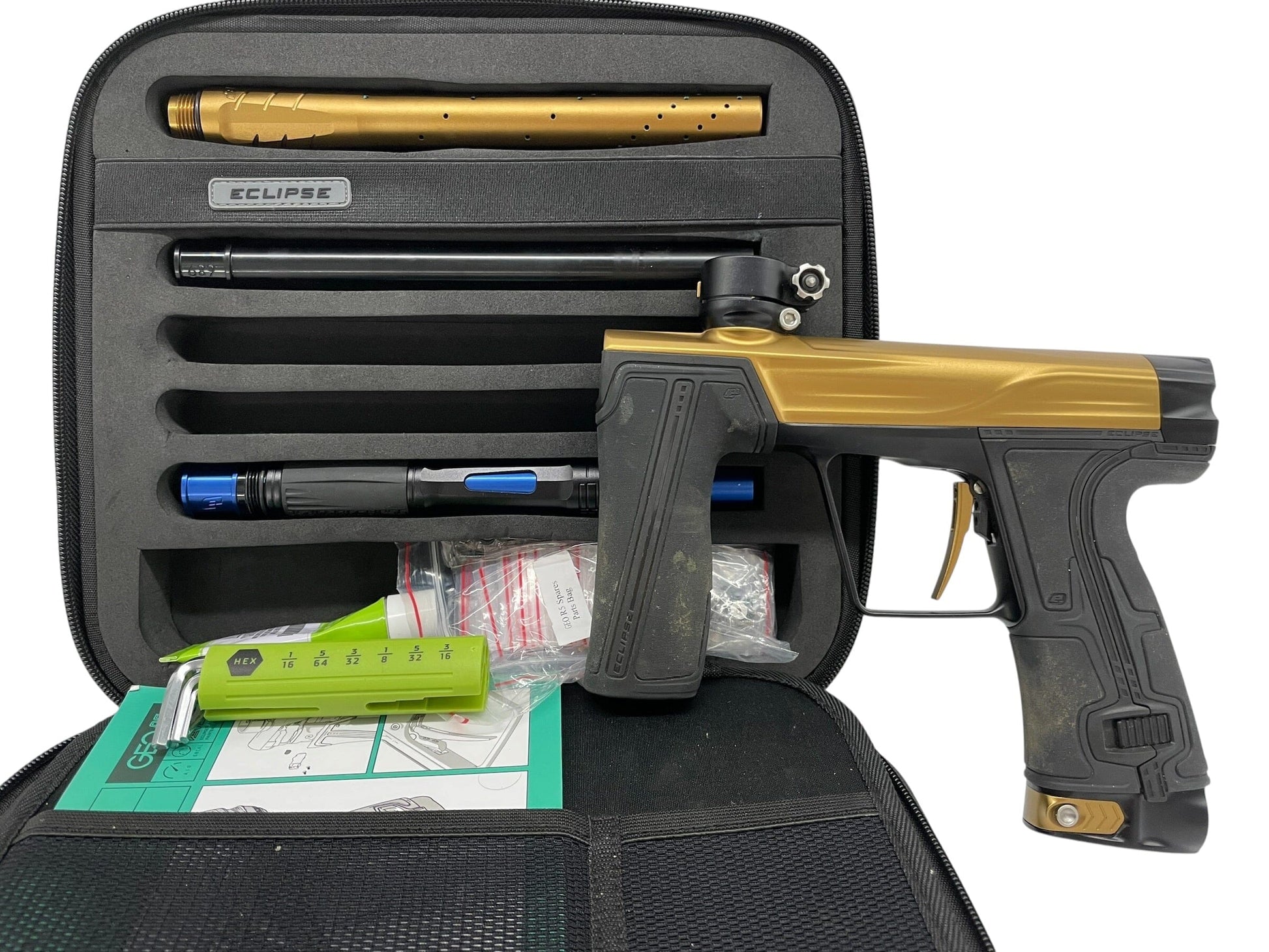 Used Planet Eclipse Geo R5 Gold/Black Paintball Gun Paintball Gun from CPXBrosPaintball Buy/Sell/Trade Paintball Markers, New Paintball Guns, Paintball Hoppers, Paintball Masks, and Hormesis Headbands