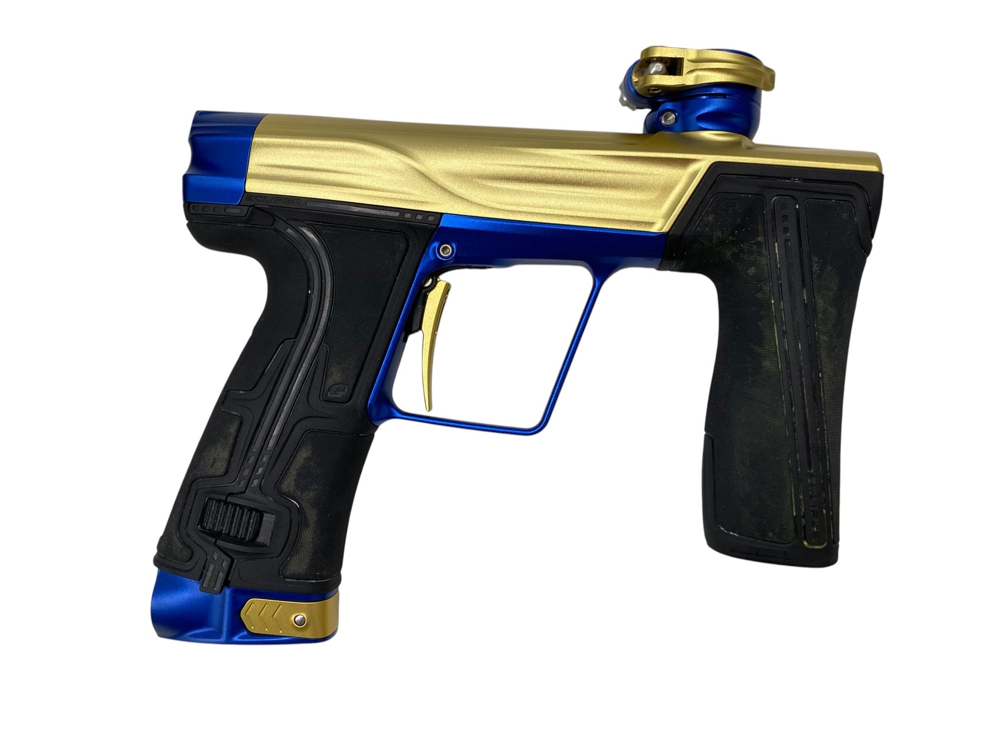 Used Planet Eclipse Geo R5 Gold/Blue Paintball Gun Paintball Gun from CPXBrosPaintball Buy/Sell/Trade Paintball Markers, New Paintball Guns, Paintball Hoppers, Paintball Masks, and Hormesis Headbands