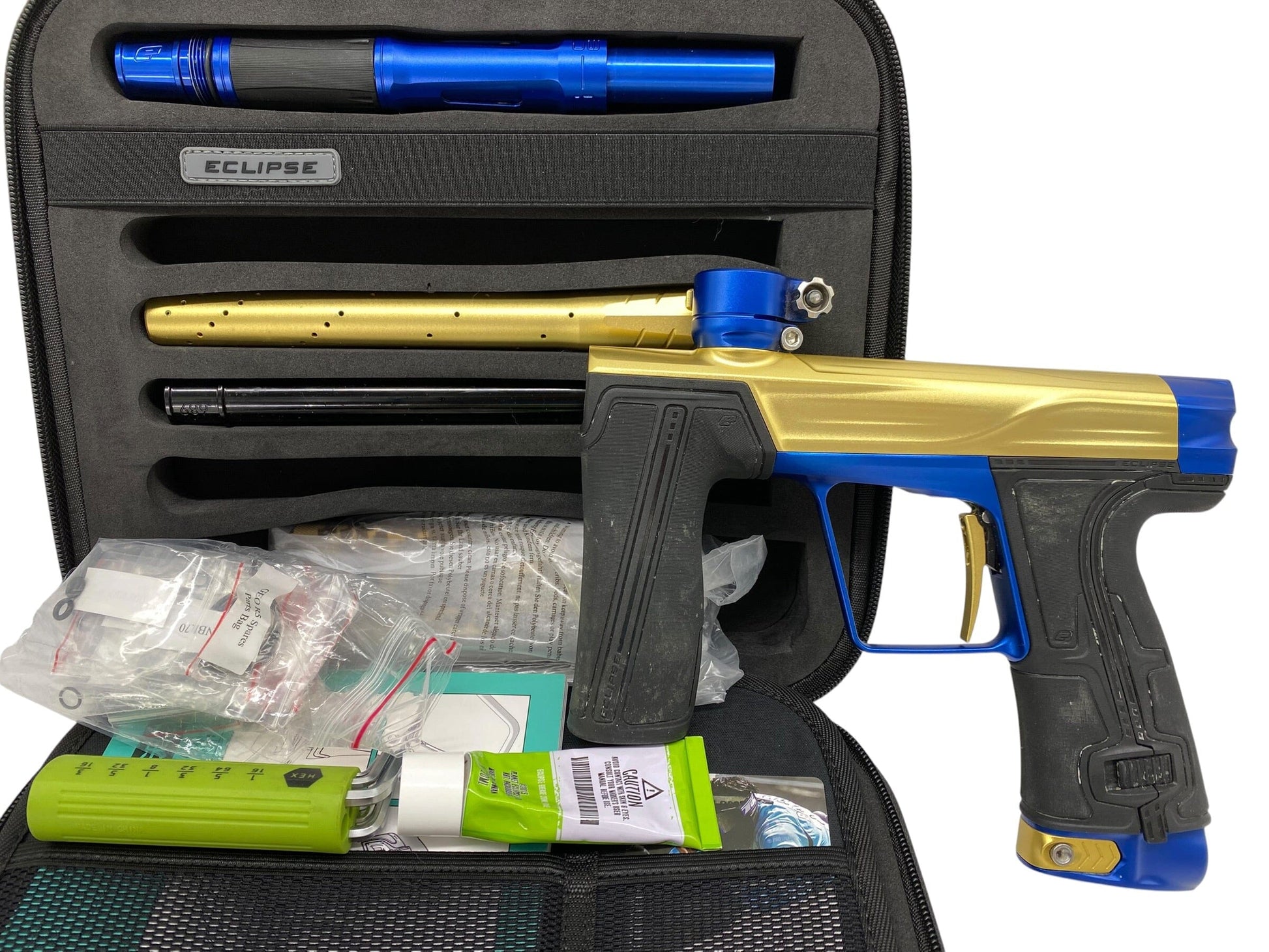 Used Planet Eclipse Geo R5 Gold/Blue Paintball Gun Paintball Gun from CPXBrosPaintball Buy/Sell/Trade Paintball Markers, New Paintball Guns, Paintball Hoppers, Paintball Masks, and Hormesis Headbands