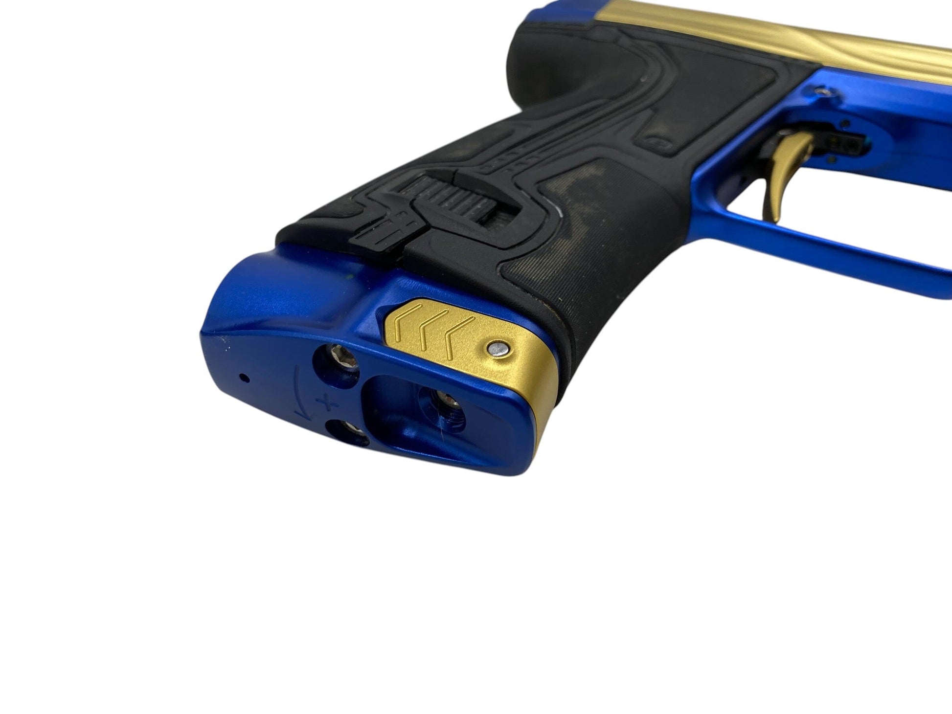 Used Planet Eclipse Geo R5 Gold/Blue Paintball Gun Paintball Gun from CPXBrosPaintball Buy/Sell/Trade Paintball Markers, New Paintball Guns, Paintball Hoppers, Paintball Masks, and Hormesis Headbands