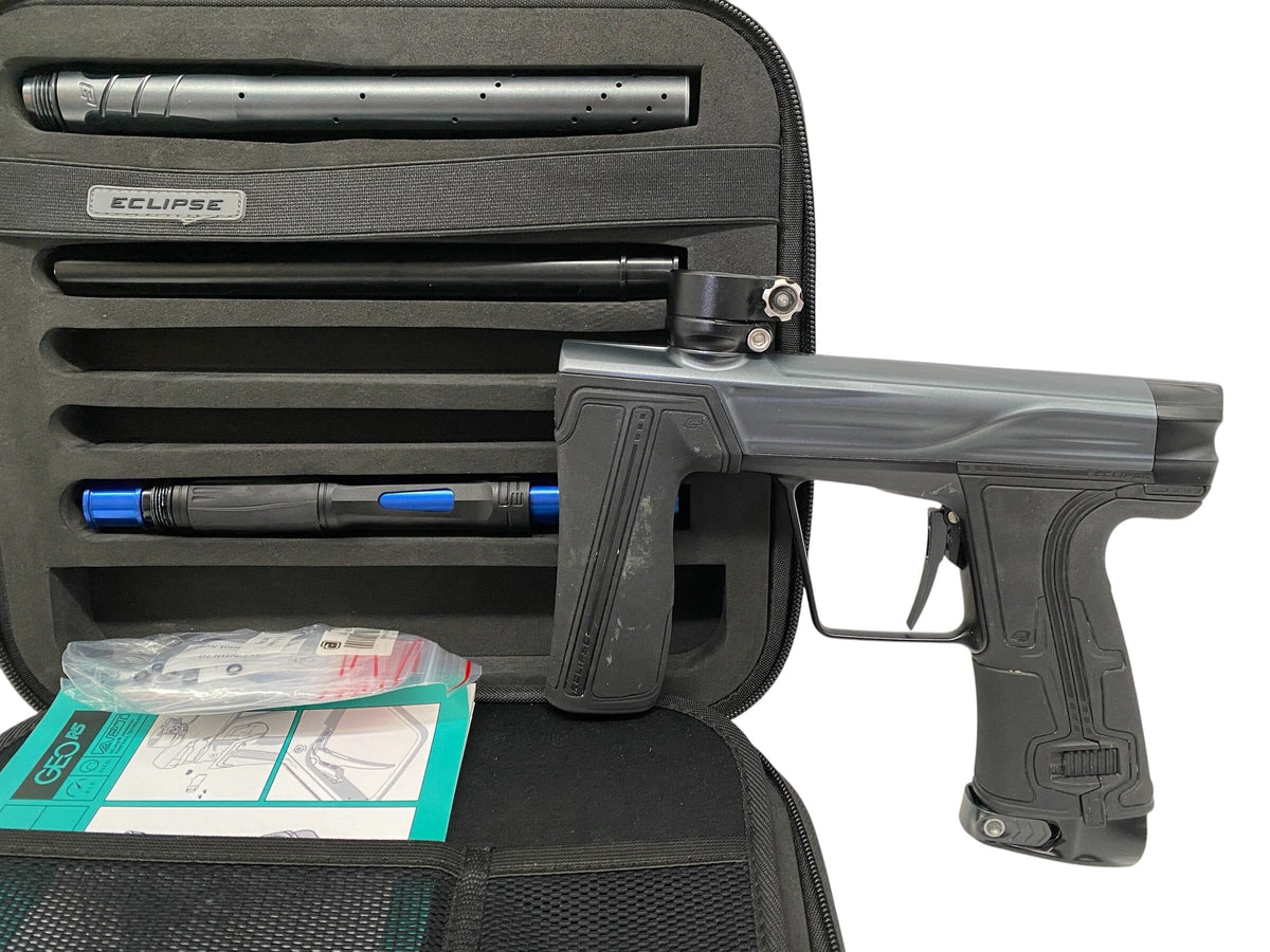 Used Planet Eclipse Geo R5 Grey/Black Paintball Gun Paintball Gun from CPXBrosPaintball Buy/Sell/Trade Paintball Markers, New Paintball Guns, Paintball Hoppers, Paintball Masks, and Hormesis Headbands