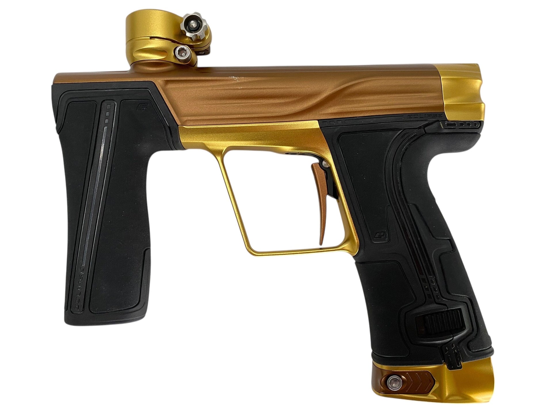 Used Planet Eclipse Geo R5 Paintball Gun Bronze/Gold Paintball Gun from CPXBrosPaintball Buy/Sell/Trade Paintball Markers, New Paintball Guns, Paintball Hoppers, Paintball Masks, and Hormesis Headbands