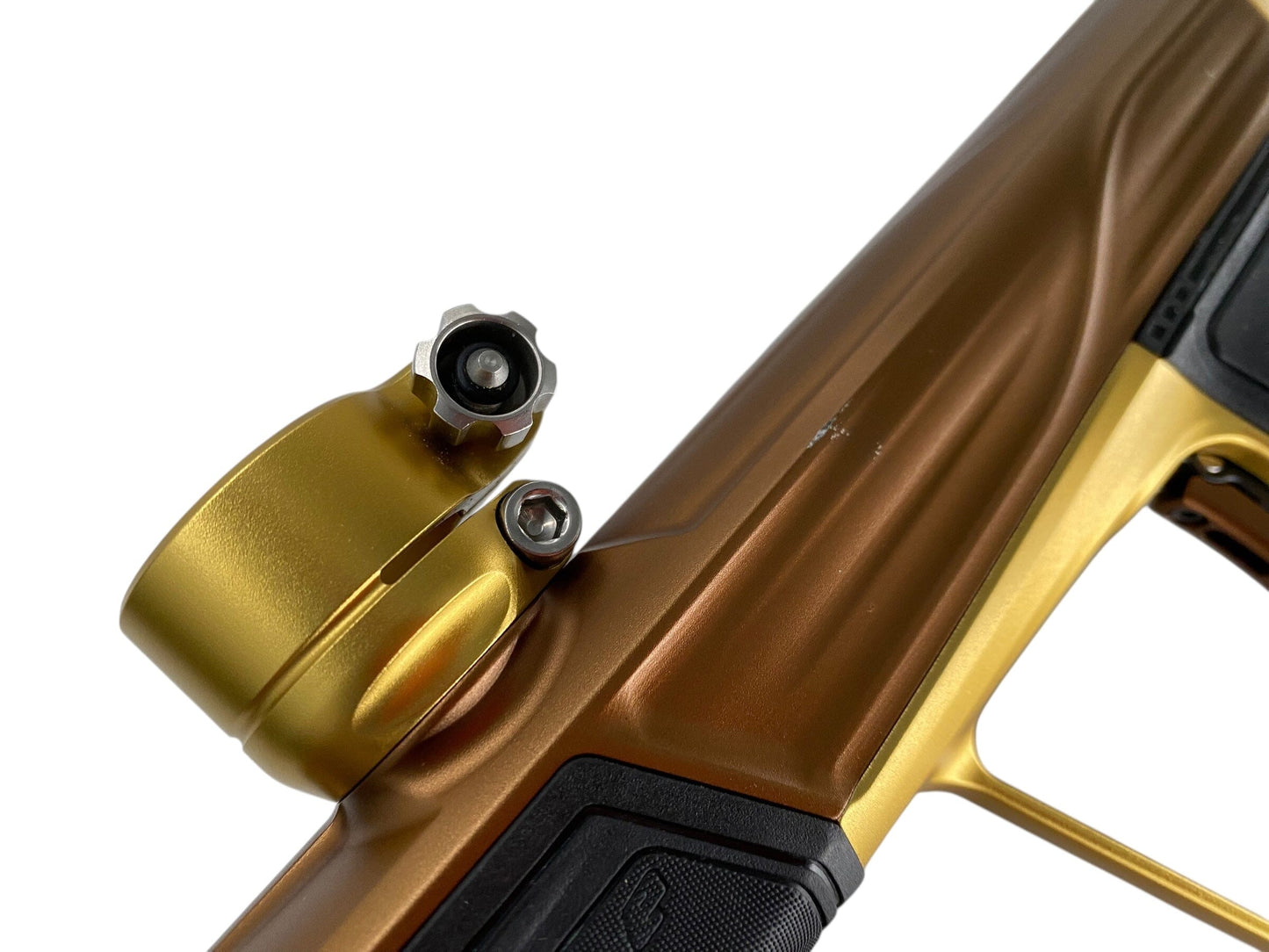 Used Planet Eclipse Geo R5 Paintball Gun Bronze/Gold Paintball Gun from CPXBrosPaintball Buy/Sell/Trade Paintball Markers, New Paintball Guns, Paintball Hoppers, Paintball Masks, and Hormesis Headbands