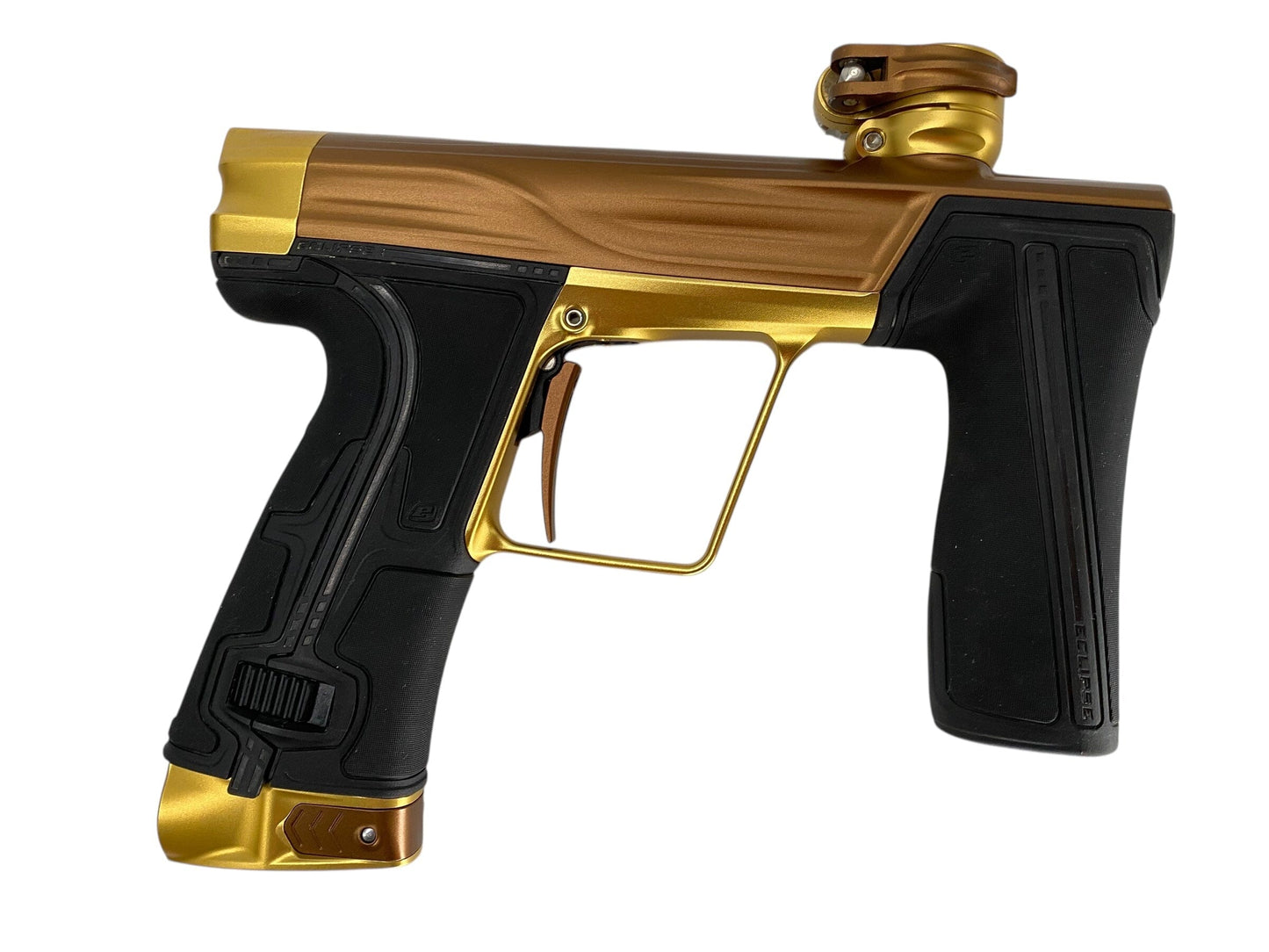 Used Planet Eclipse Geo R5 Paintball Gun Bronze/Gold Paintball Gun from CPXBrosPaintball Buy/Sell/Trade Paintball Markers, New Paintball Guns, Paintball Hoppers, Paintball Masks, and Hormesis Headbands