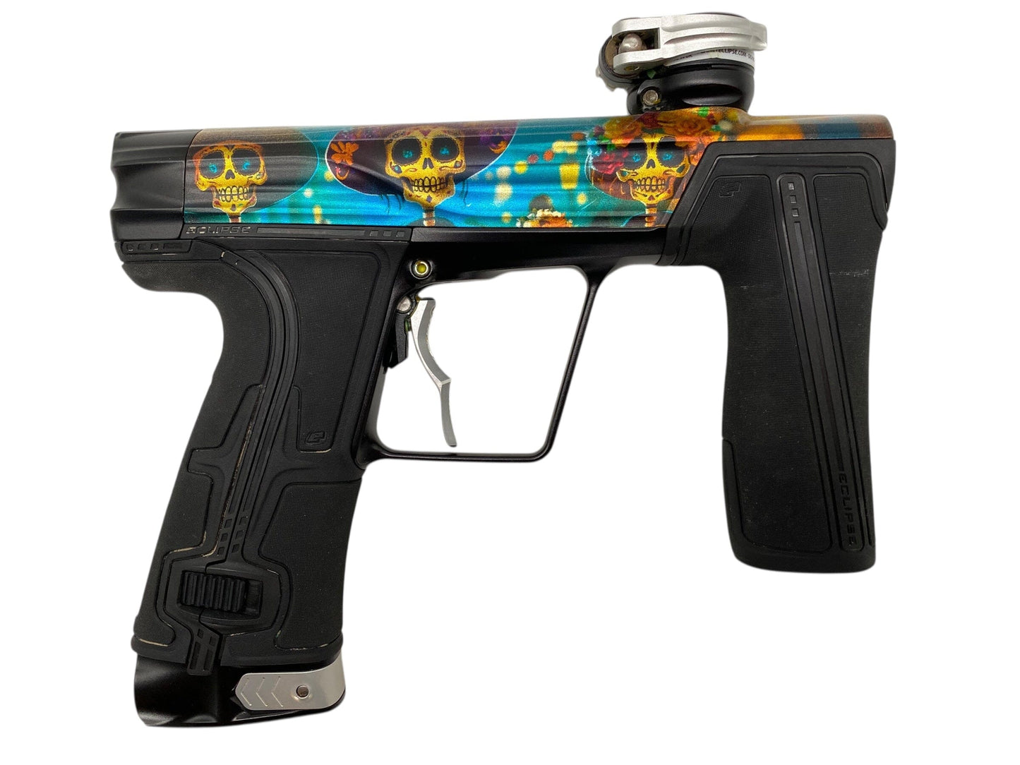 Used Planet Eclipse Geo R5 Paintball Gun Day of the Dead Paintball Gun from CPXBrosPaintball Buy/Sell/Trade Paintball Markers, New Paintball Guns, Paintball Hoppers, Paintball Masks, and Hormesis Headbands