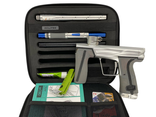Used Planet Eclipse Geo R5 Paintball Gun Silver Paintball Gun from CPXBrosPaintball Buy/Sell/Trade Paintball Markers, New Paintball Guns, Paintball Hoppers, Paintball Masks, and Hormesis Headbands